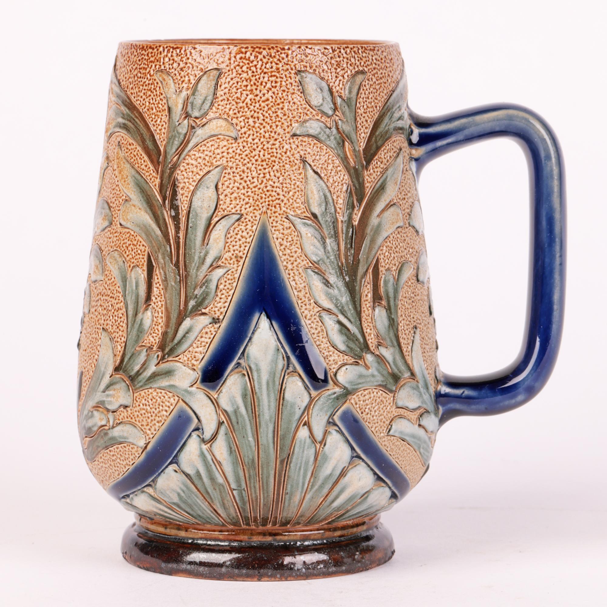 Doulton Lambeth Aesthetic Movement Slip Decorated Mug by Alice E Budden 1883 2