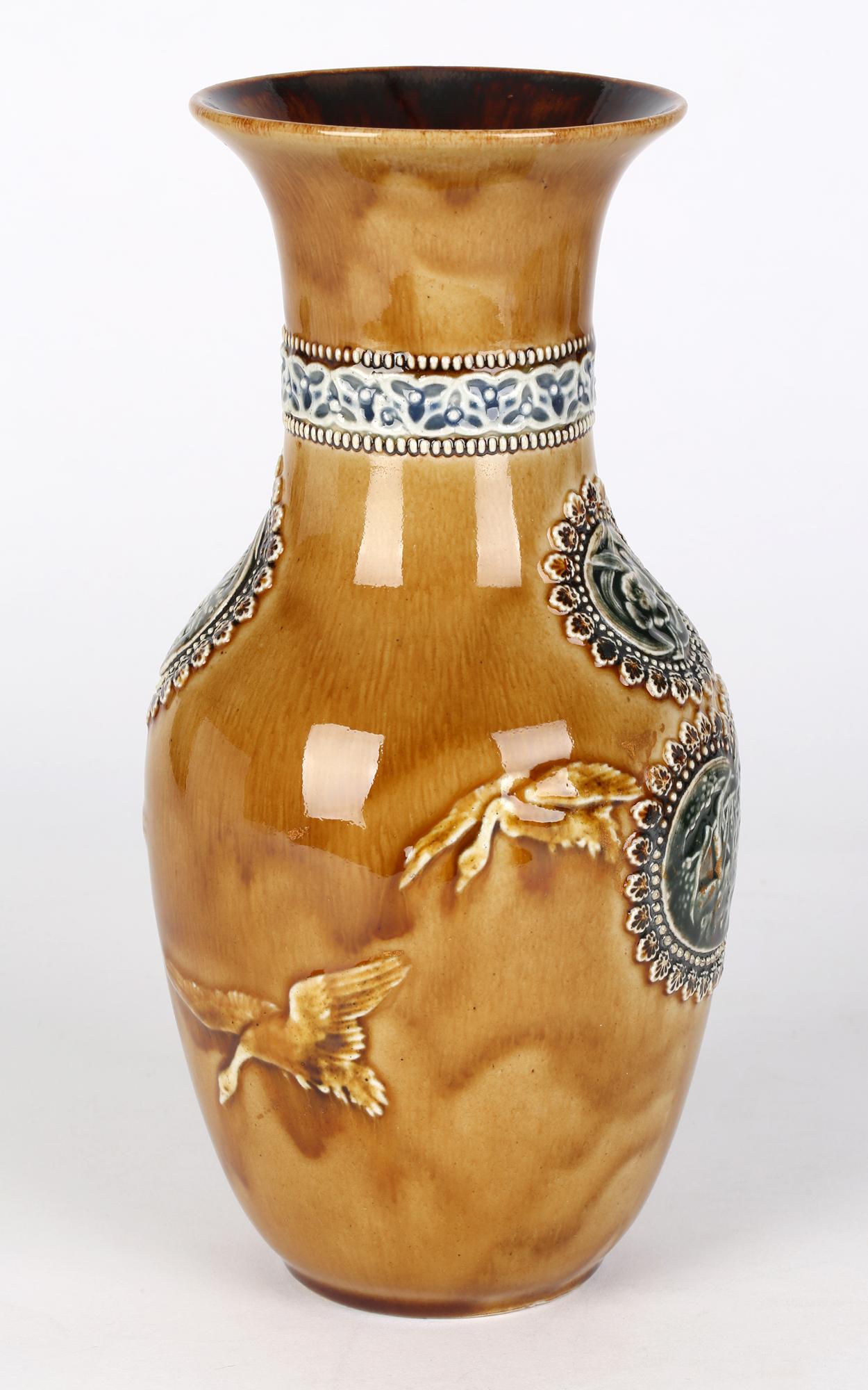 Doulton Lambeth Aesthetic Movement Vase with Geese by Lizzie Axford 4