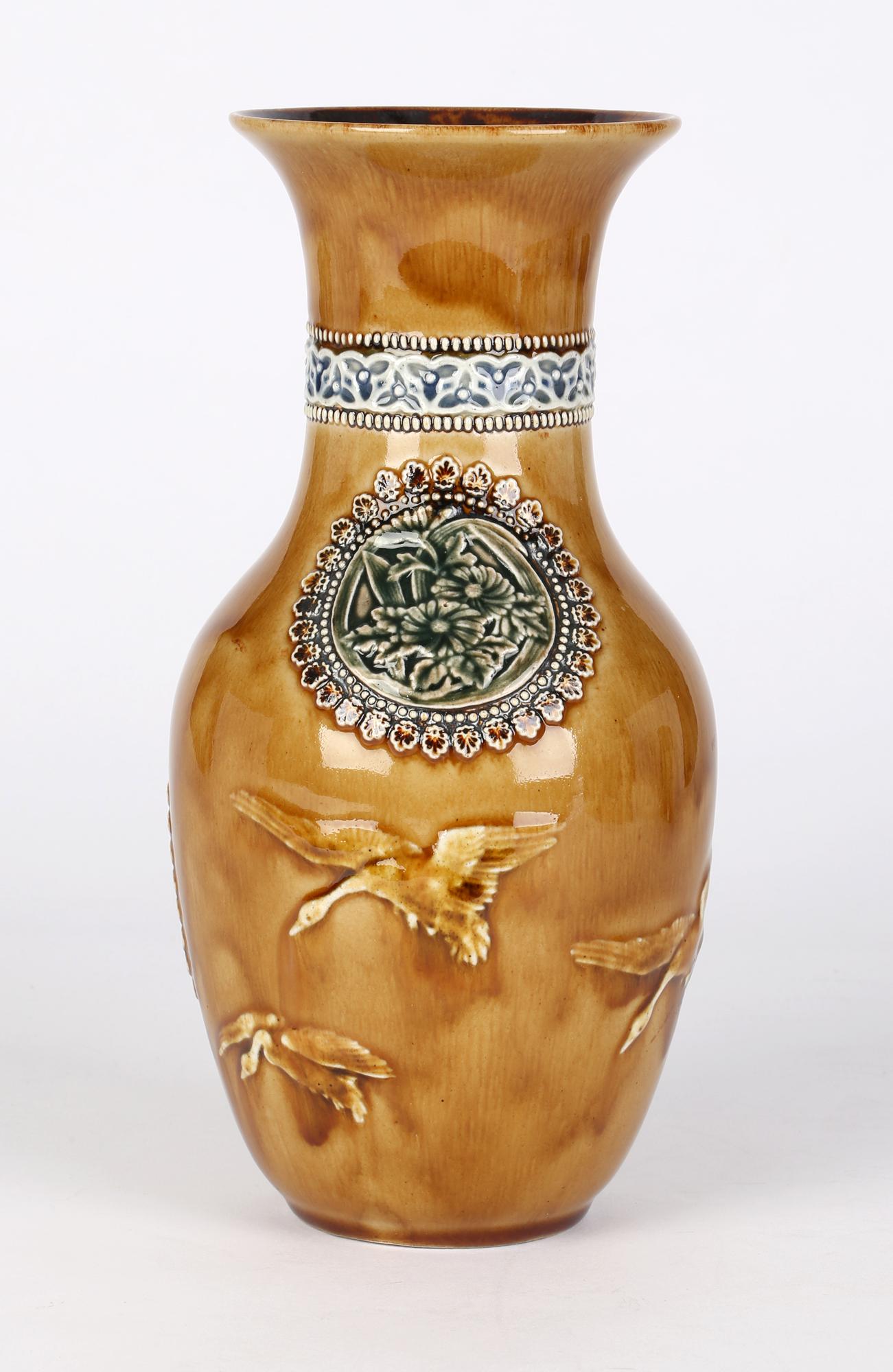 Doulton Lambeth Aesthetic Movement Vase with Geese by Lizzie Axford 8