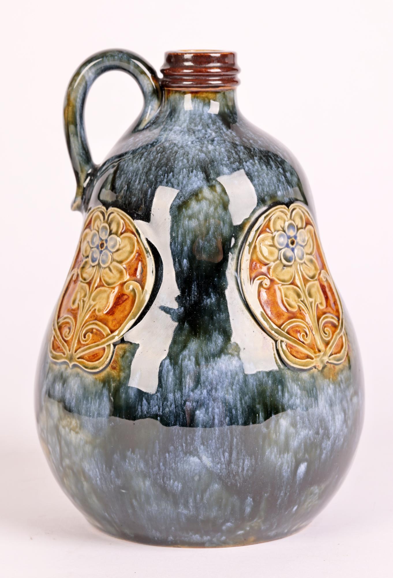 Doulton Lambeth Art Nouveau Art Pottery Handled Gourd Shaped Flask 11