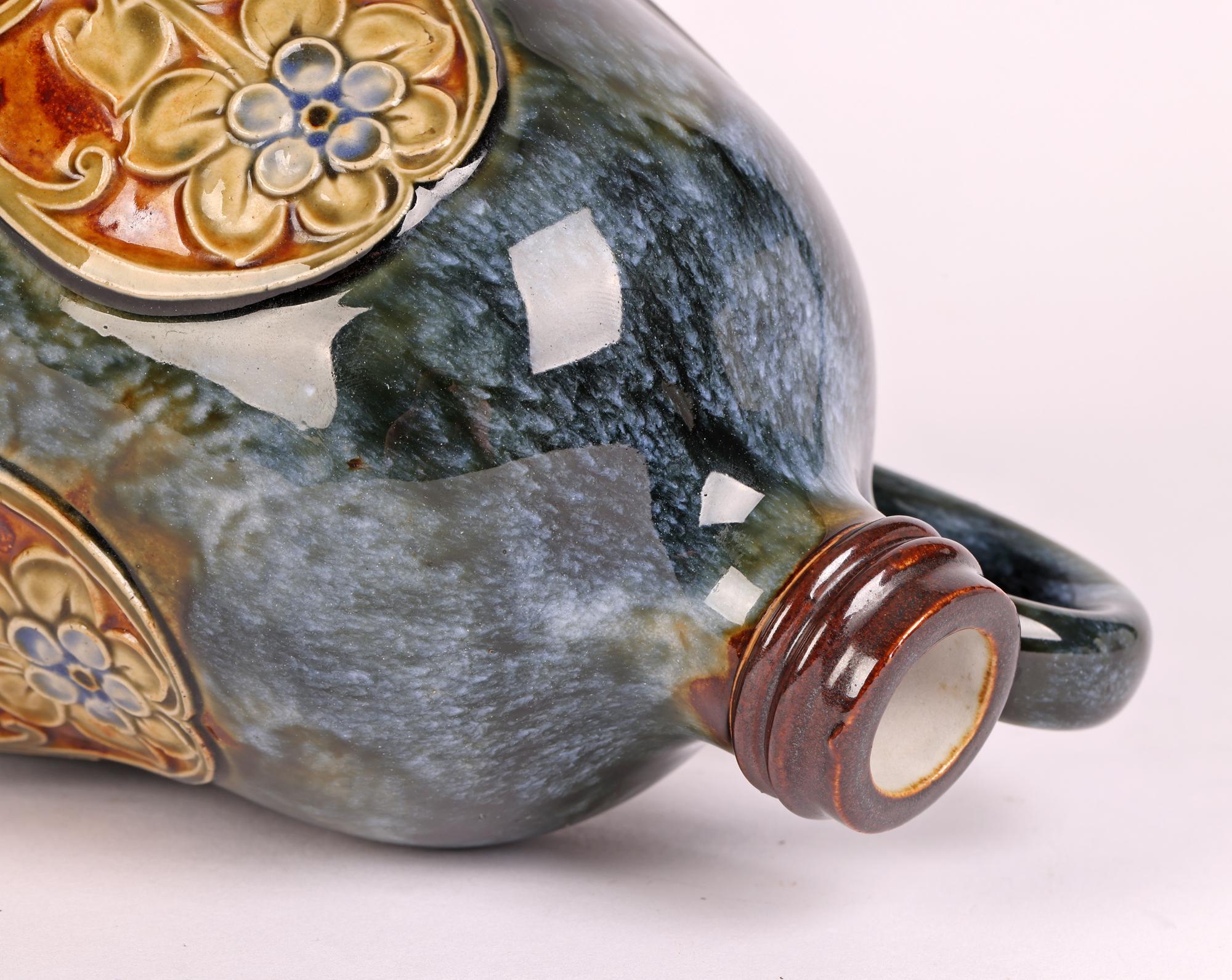 Doulton Lambeth Art Nouveau Art Pottery Handled Gourd Shaped Flask 1