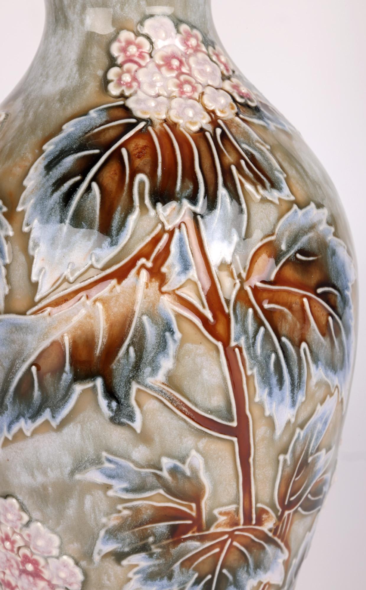 British Doulton Lambeth Art Nouveau Floral Vase by Florence C Roberts 