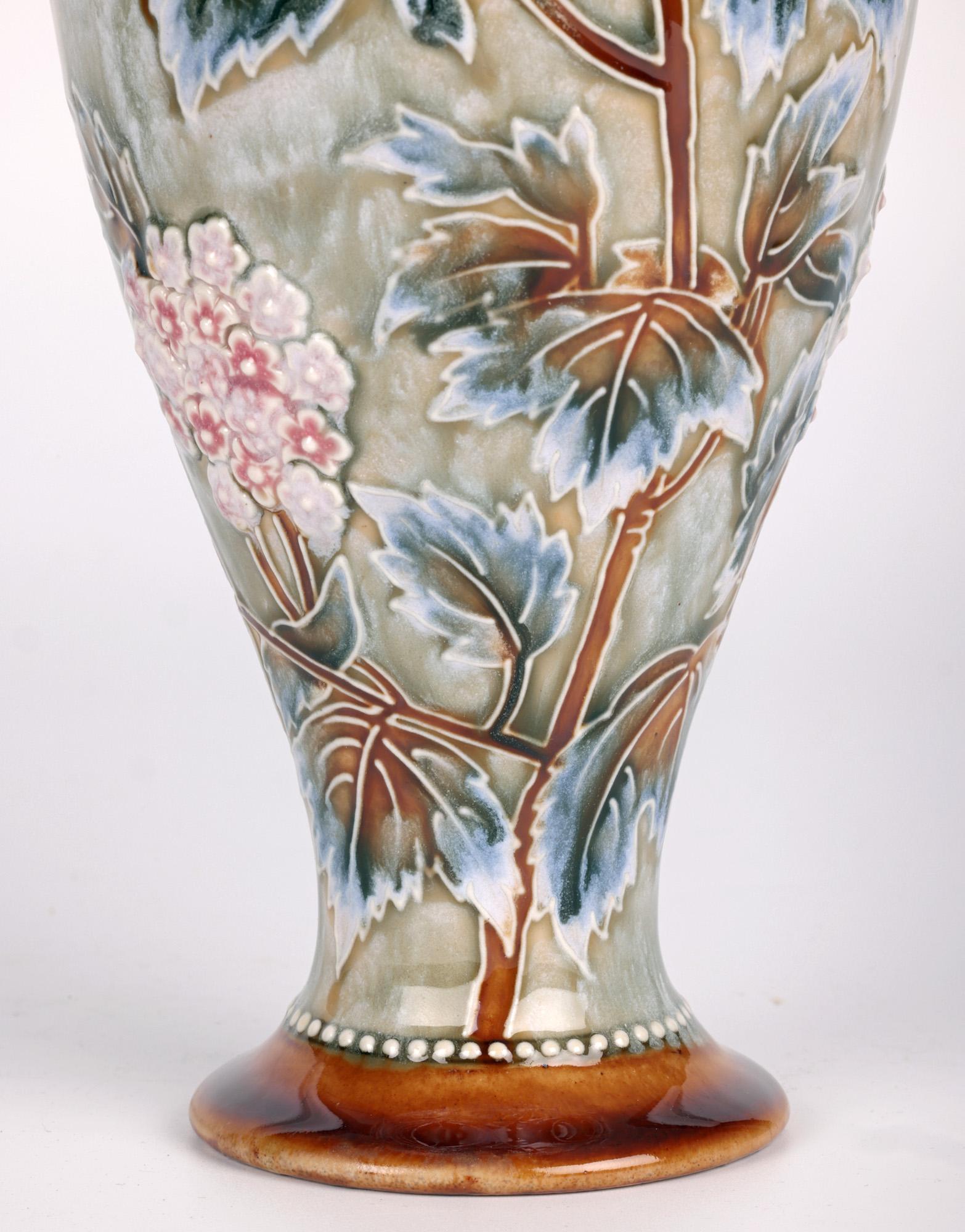 Hand-Painted Doulton Lambeth Art Nouveau Floral Vase by Florence C Roberts 