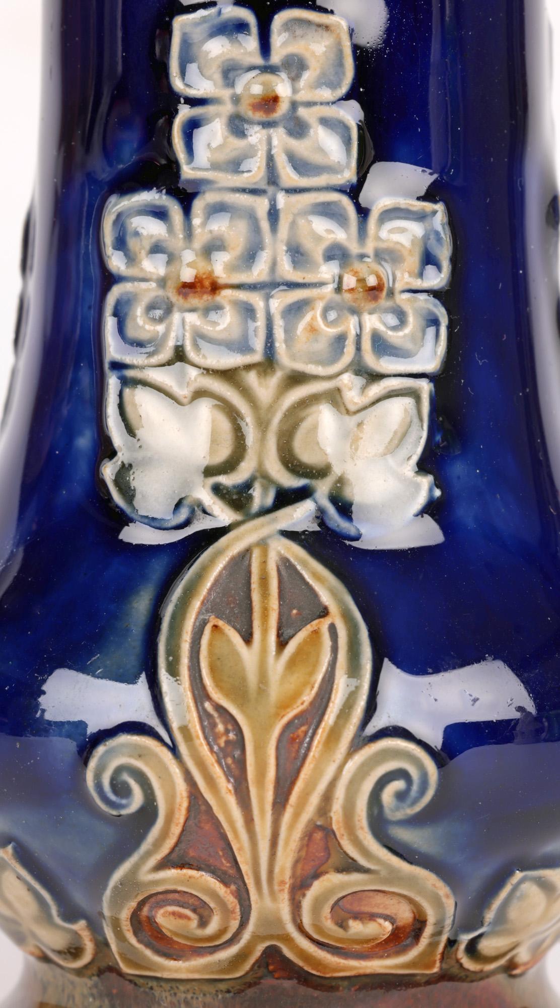 English Doulton Lambeth Art Nouveau Floral Vase by Nellie Garbett 