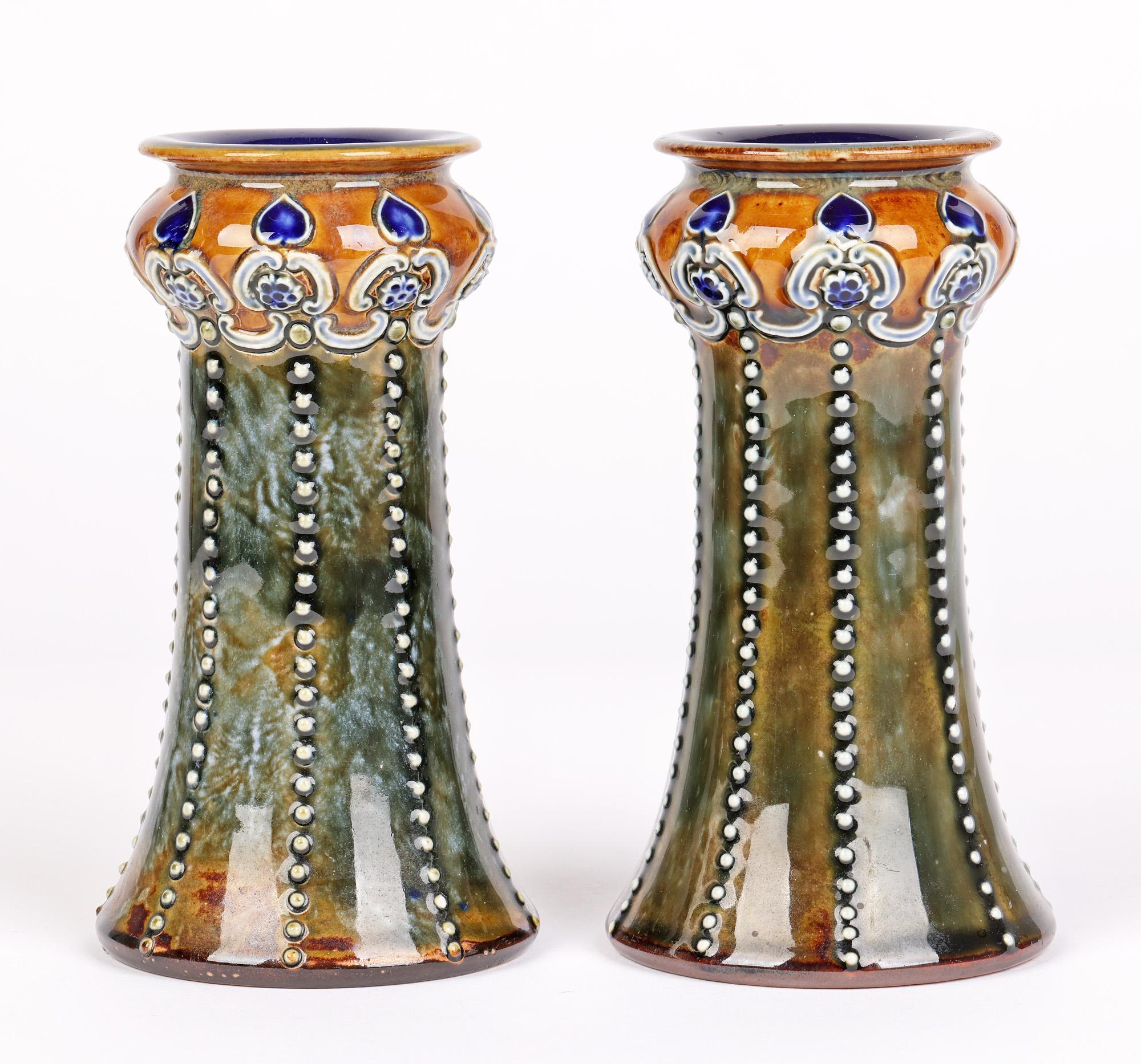 Doulton Lambeth Art Nouveau Pair Vases by Ethel Beard and Rosina Harris 6