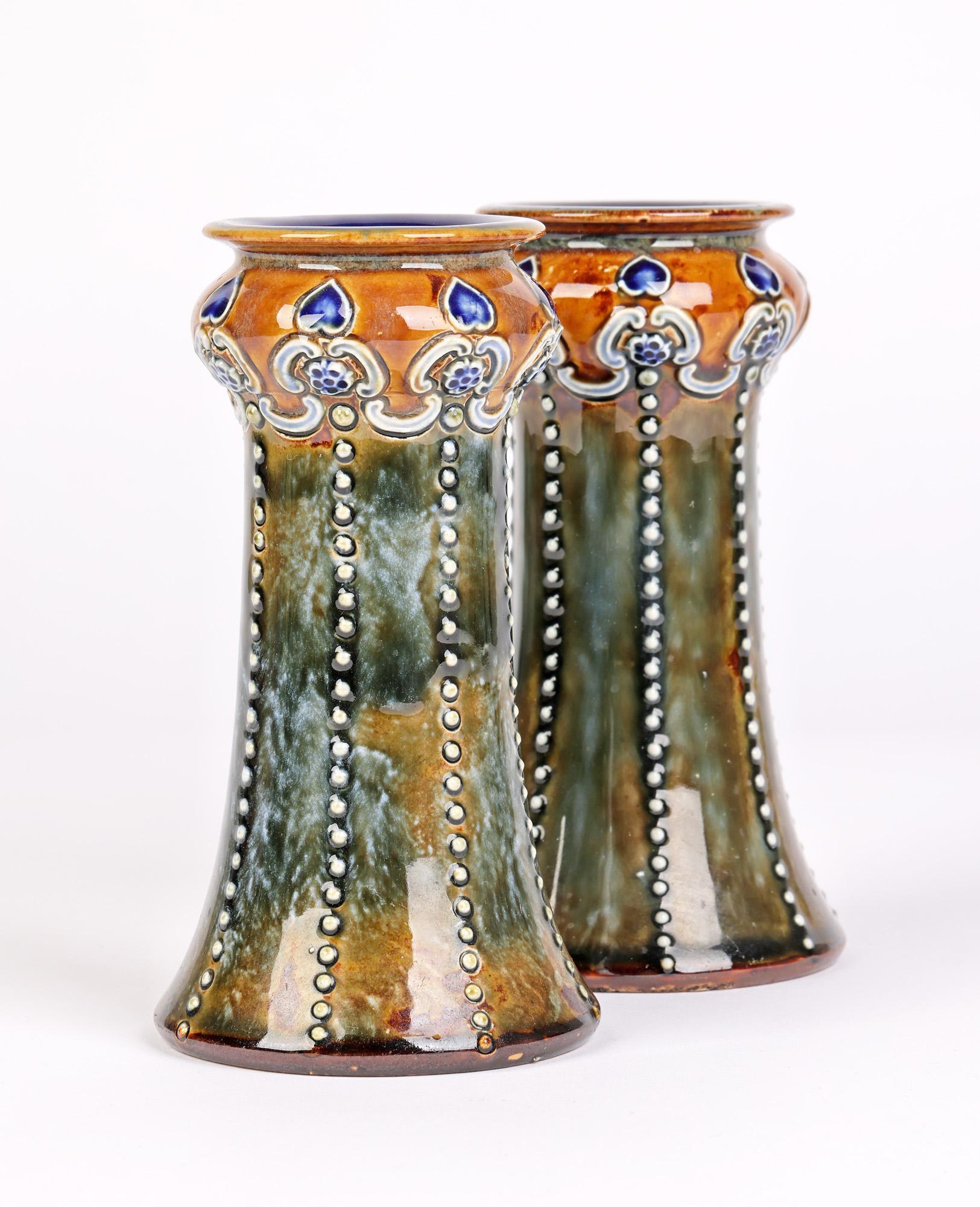 Doulton Lambeth Art Nouveau Pair Vases by Ethel Beard and Rosina Harris 8