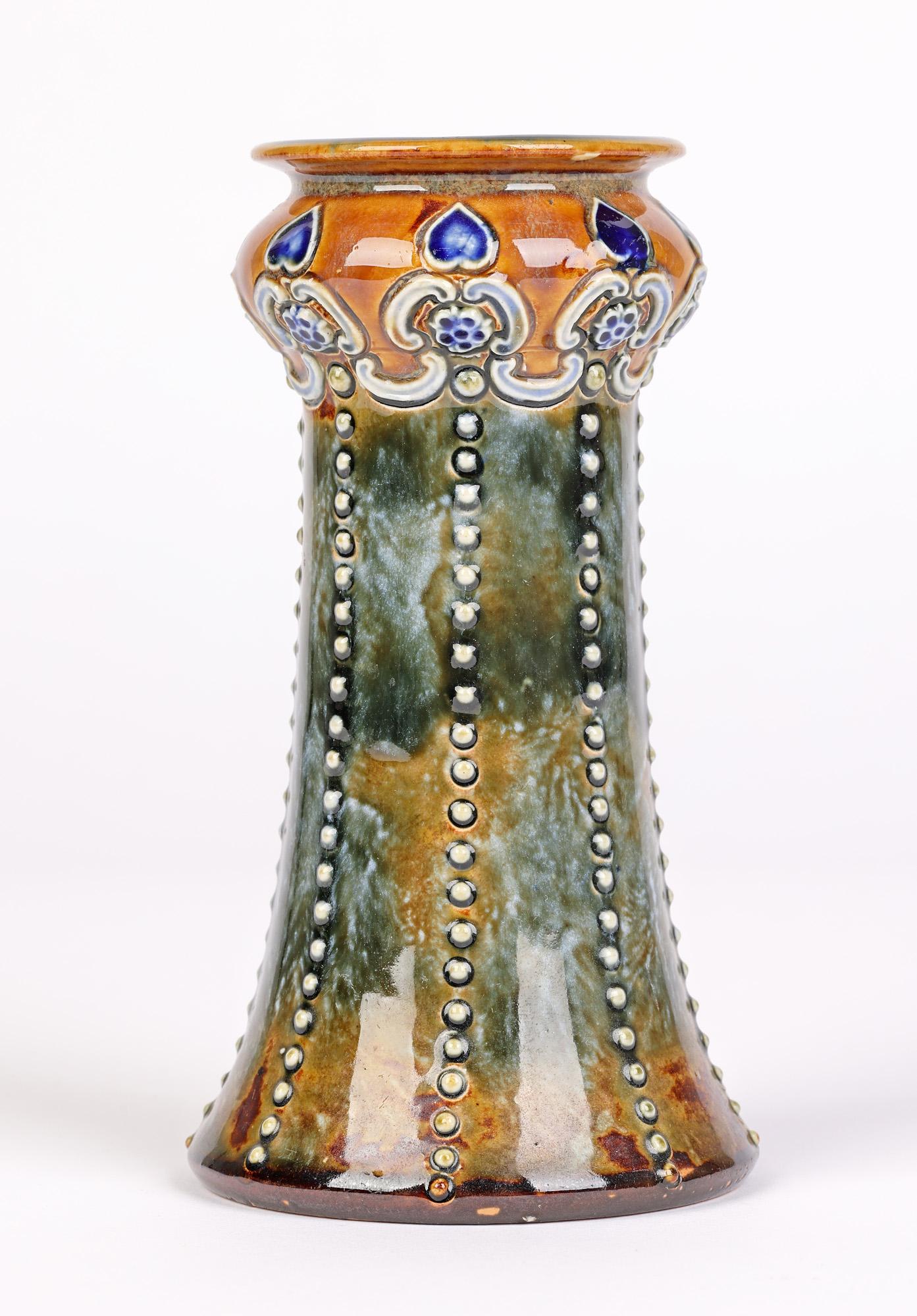 Stoneware Doulton Lambeth Art Nouveau Pair Vases by Ethel Beard and Rosina Harris
