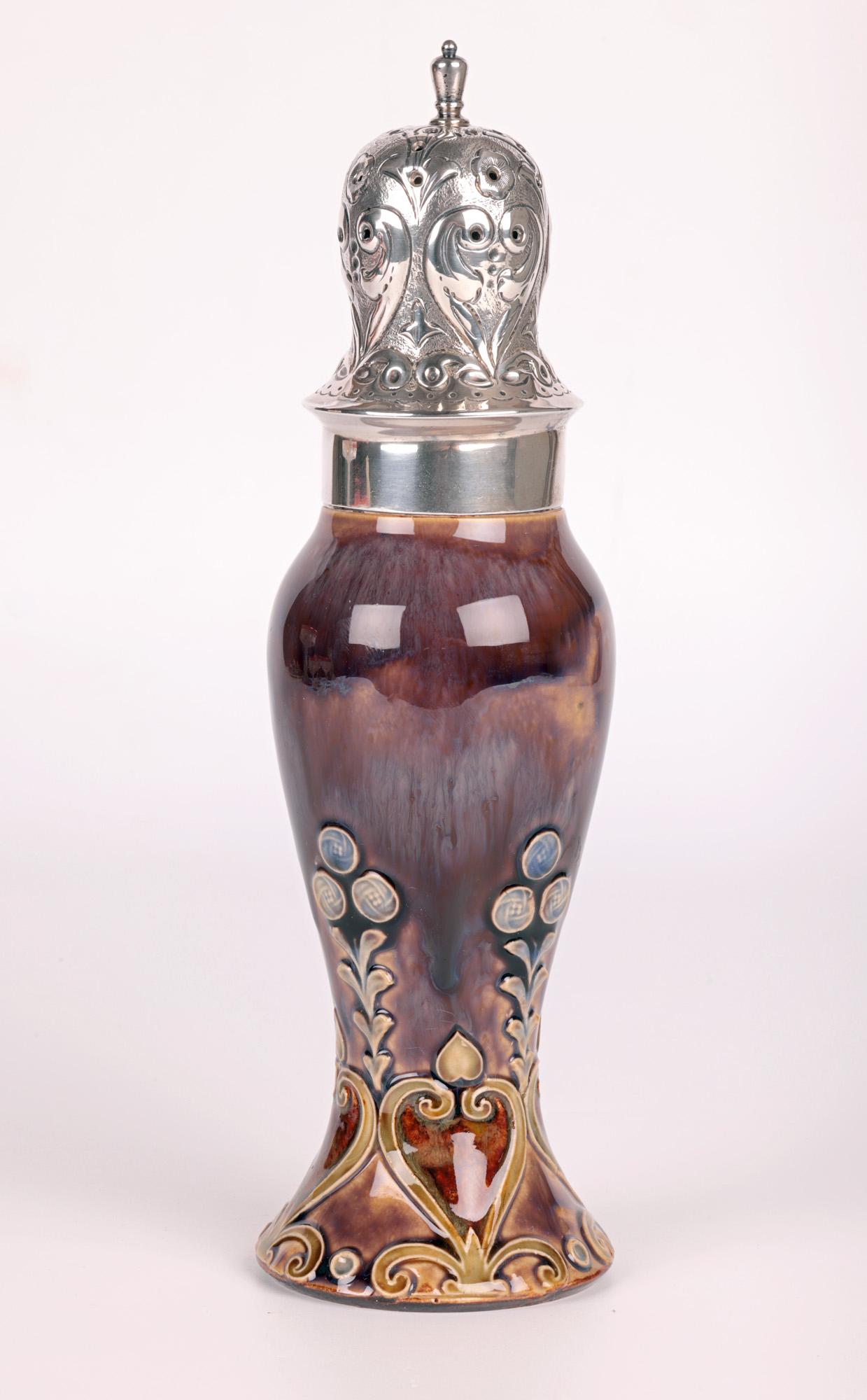 Azucarero Doulton Lambeth Art Nouveau con montura de plata en venta 11