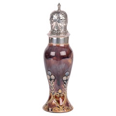 Sucrier en argent monté Art Nouveau Doulton Lambeth