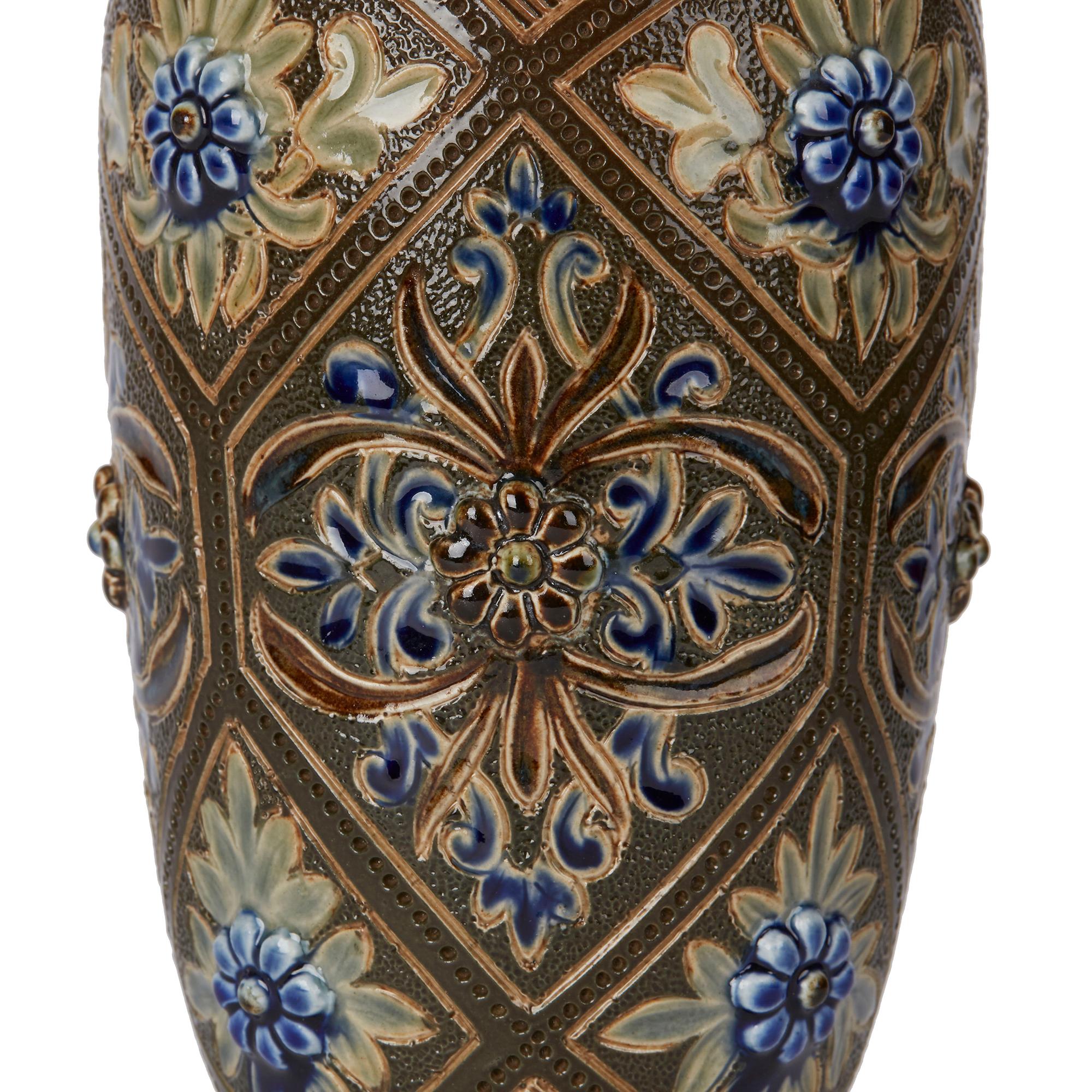 English Doulton Lambeth Art Pottery Vase by Frank Butler, 1882
