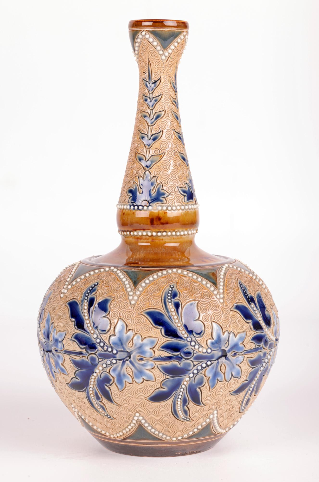 Doulton Lambeth Art Union of London Floral Vase by Emily E Stormer For Sale 2