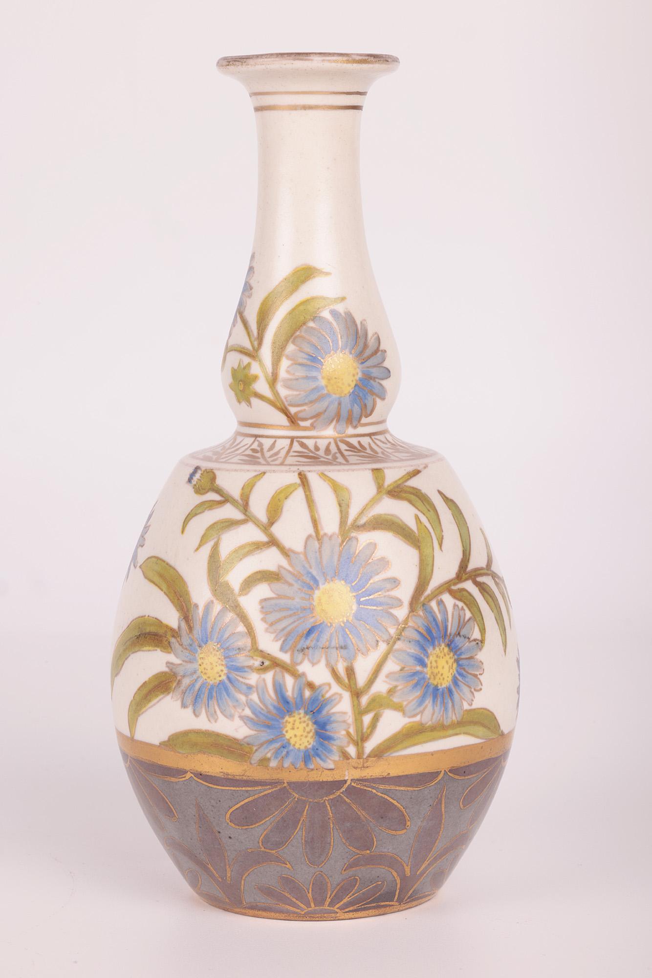 Hand-Painted Doulton Lambeth Carrara Floral Painted Vase