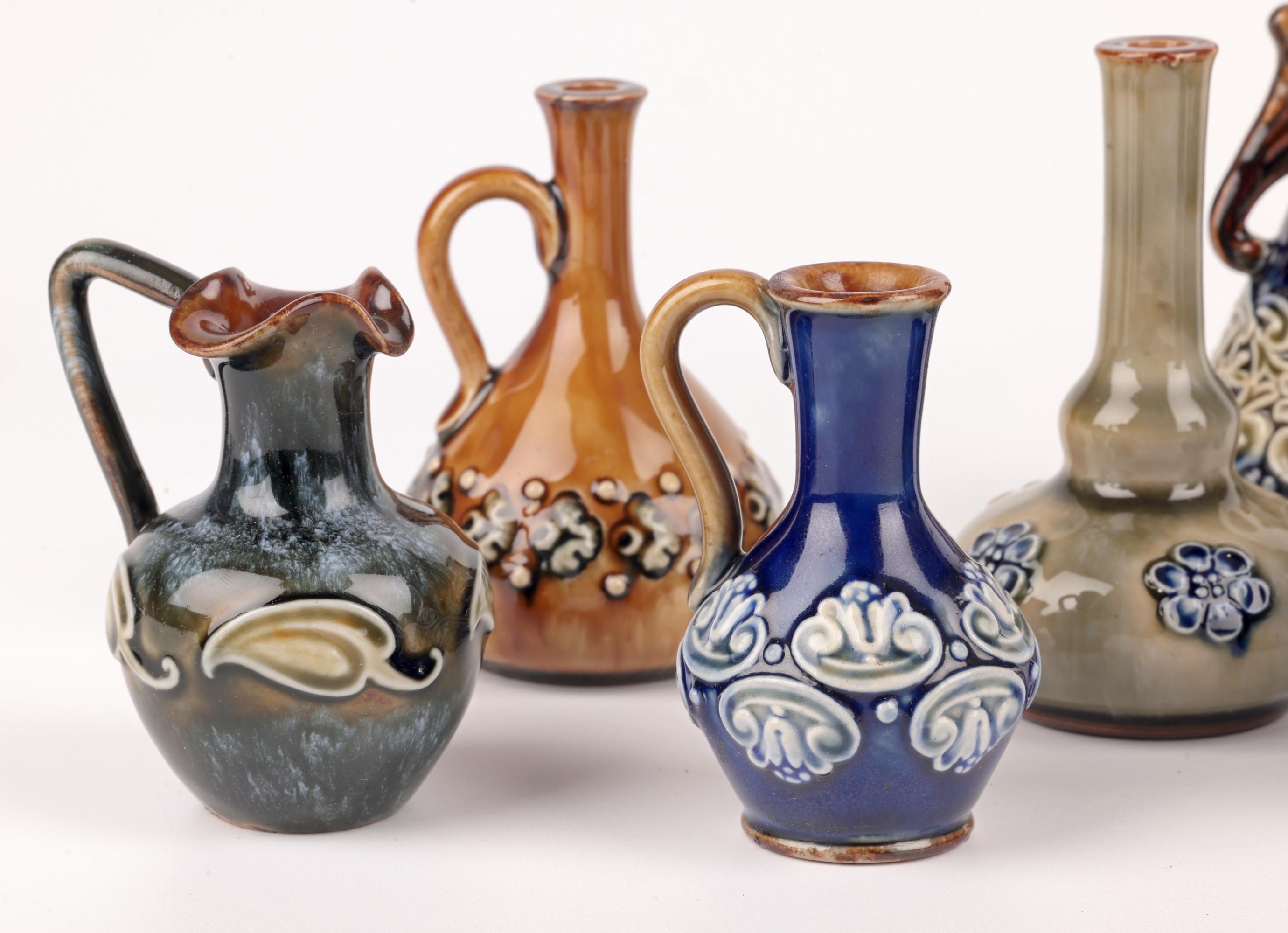 Doulton Lambeth Collection Eight Miniature Vases & Ewers For Sale 10