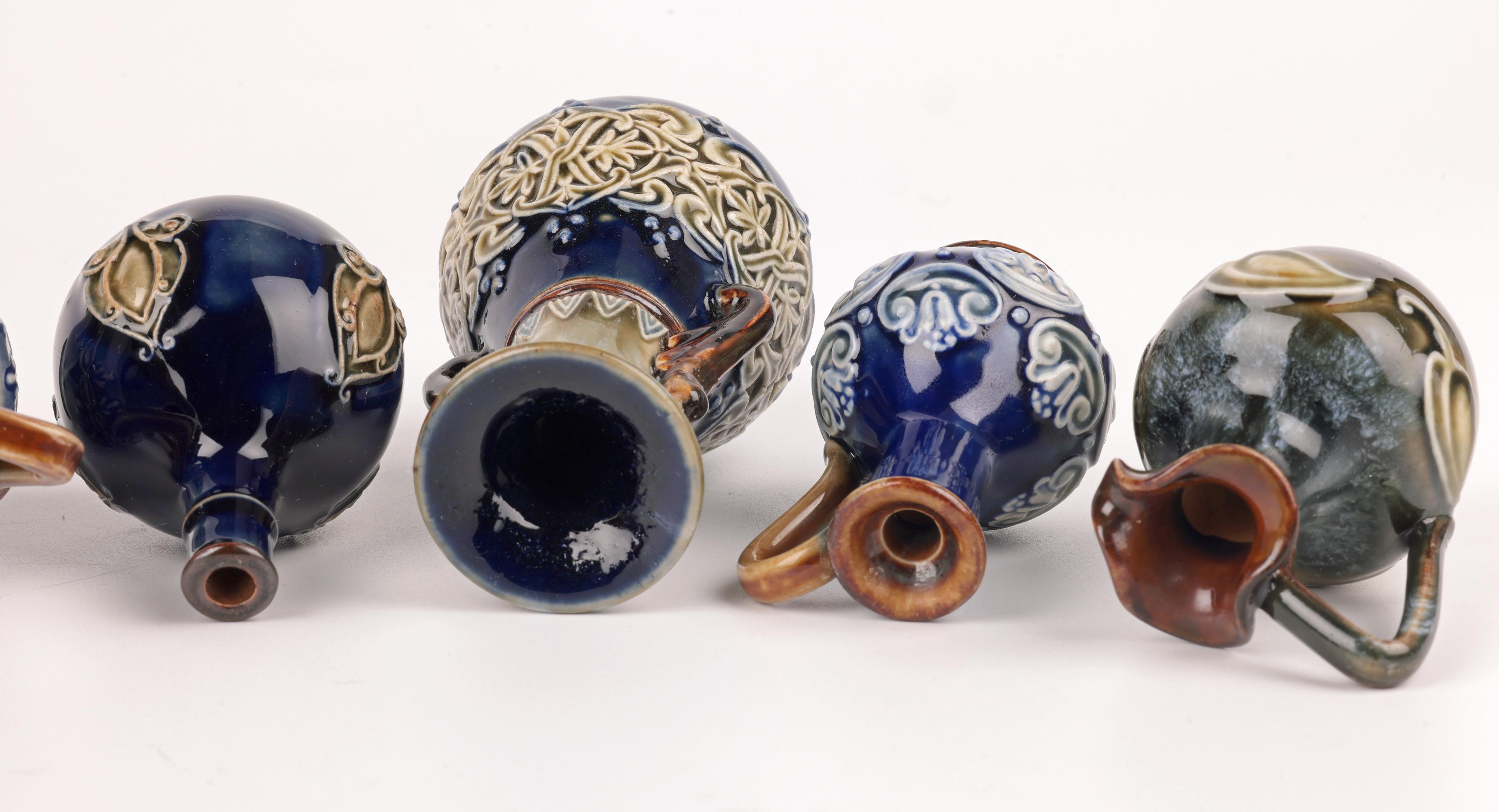 Doulton Lambeth Collection Eight Miniature Vases & Ewers In Good Condition For Sale In Bishop's Stortford, Hertfordshire