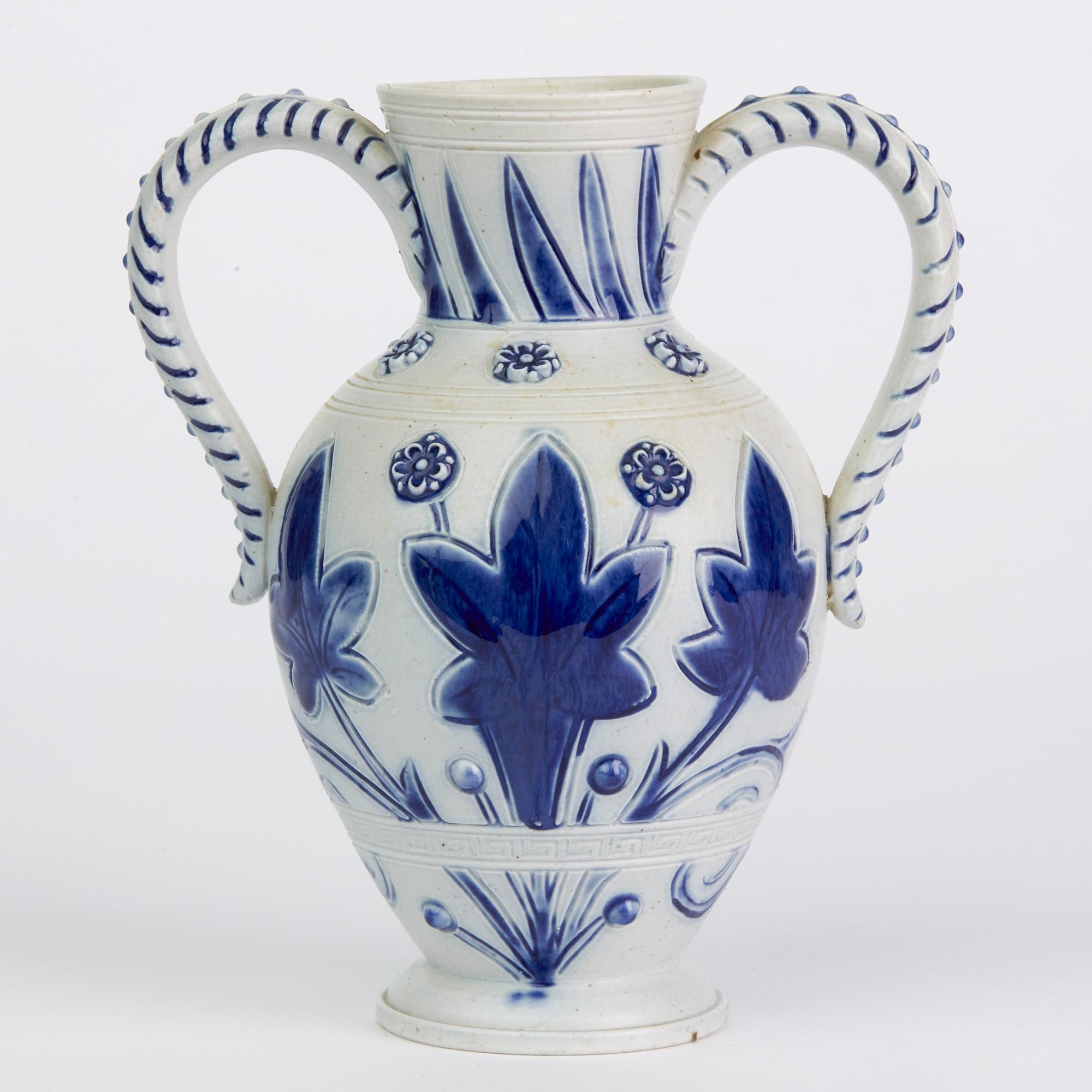 Doulton Lambeth Early Salt Glazed Twin Handled Stoneware Barlow Vase, circa 1870 3