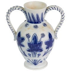 Antique Doulton Lambeth Early Salt Glazed Twin Handled Stoneware Barlow Vase, circa 1870