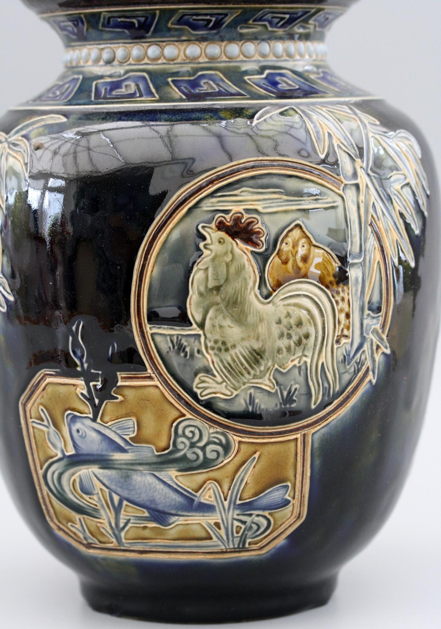 Doulton Lambeth Edward Dunn & John Broad Japanese Styled Art Pottery Vase 3