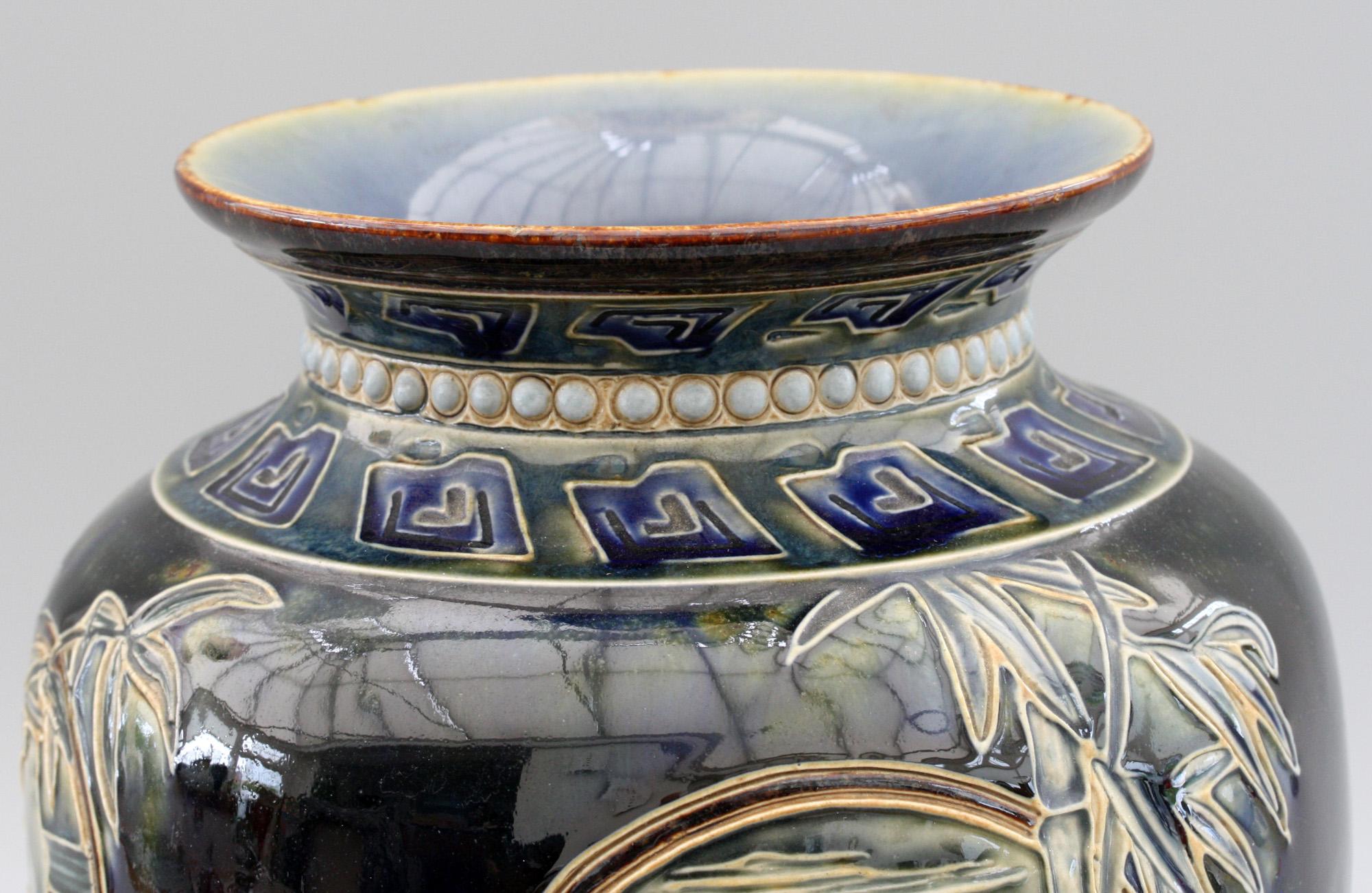 Doulton Lambeth Edward Dunn & John Broad Japanese Styled Art Pottery Vase 4