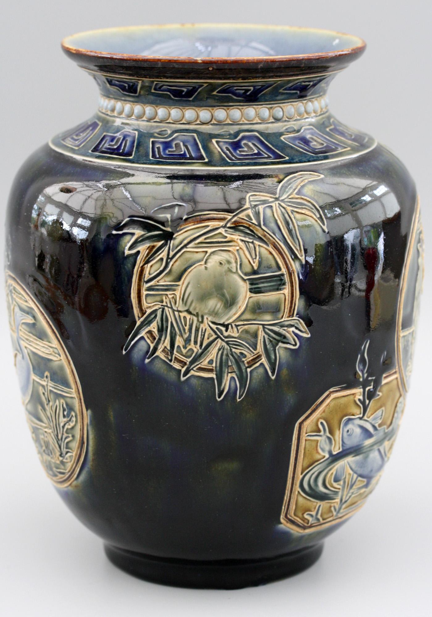 Doulton Lambeth Edward Dunn & John Broad Japanese Styled Art Pottery Vase 6