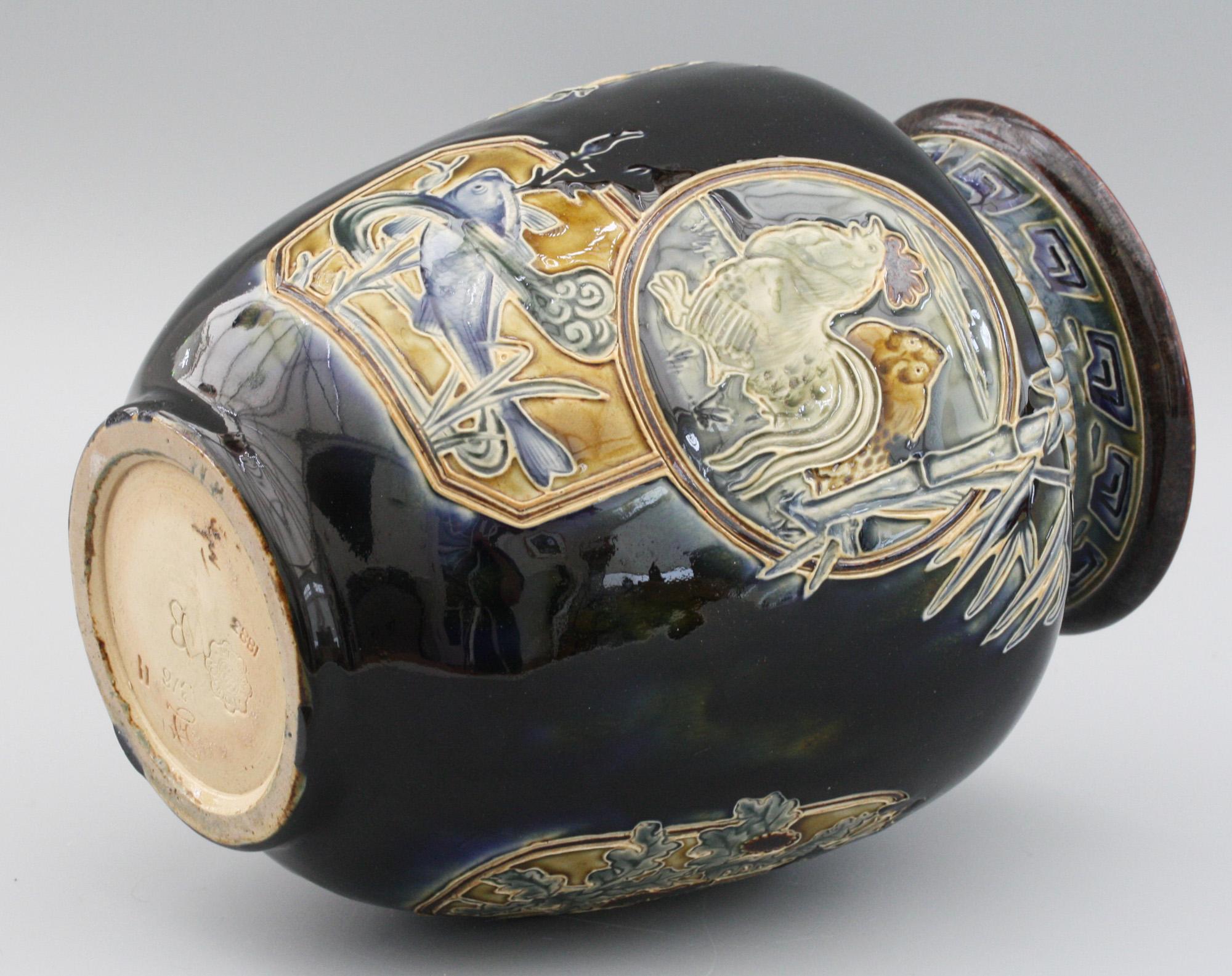 Late 19th Century Doulton Lambeth Edward Dunn & John Broad Japanese Styled Art Pottery Vase