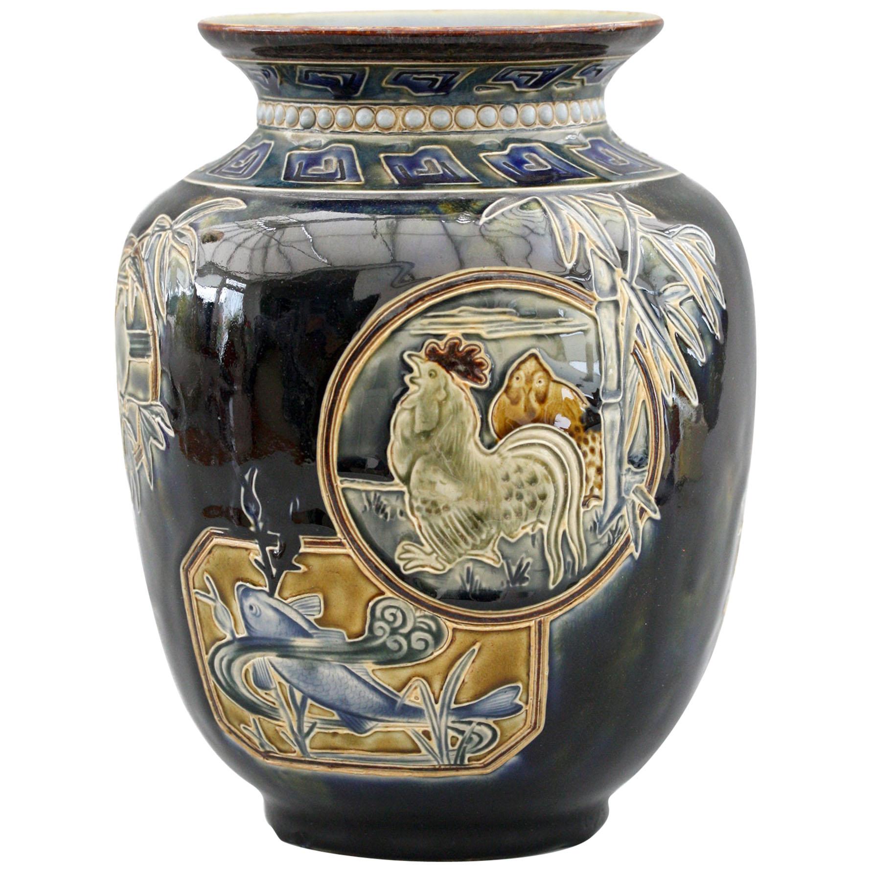 Doulton Lambeth Edward Dunn & John Broad Japanese Styled Art Pottery Vase