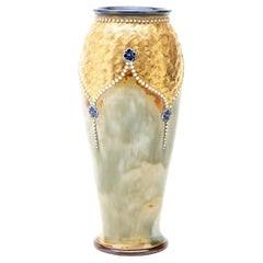 Doulton Lambeth Enamelled Stoneware Vase 19th Century