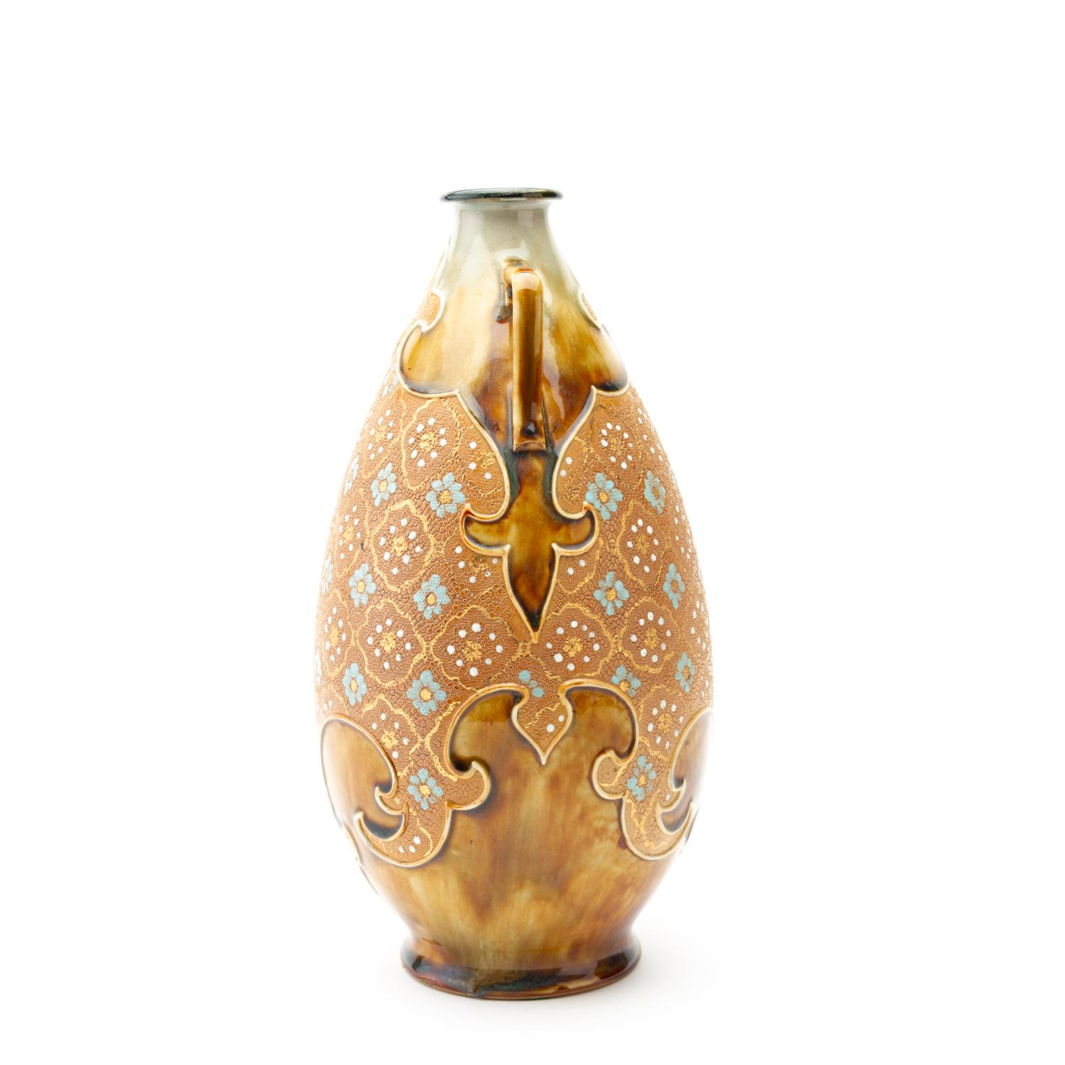 Doulton Lambeth English Stoneware Enamelled Vase 19th Century For Sale 1