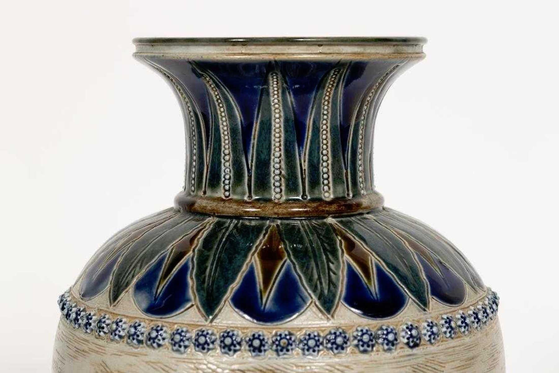 19th Century Doulton Lambeth Equestrian Vase by Hannah Barlow