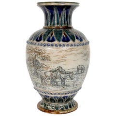 Doulton Lambeth Equestrian Vase by Hannah Barlow
