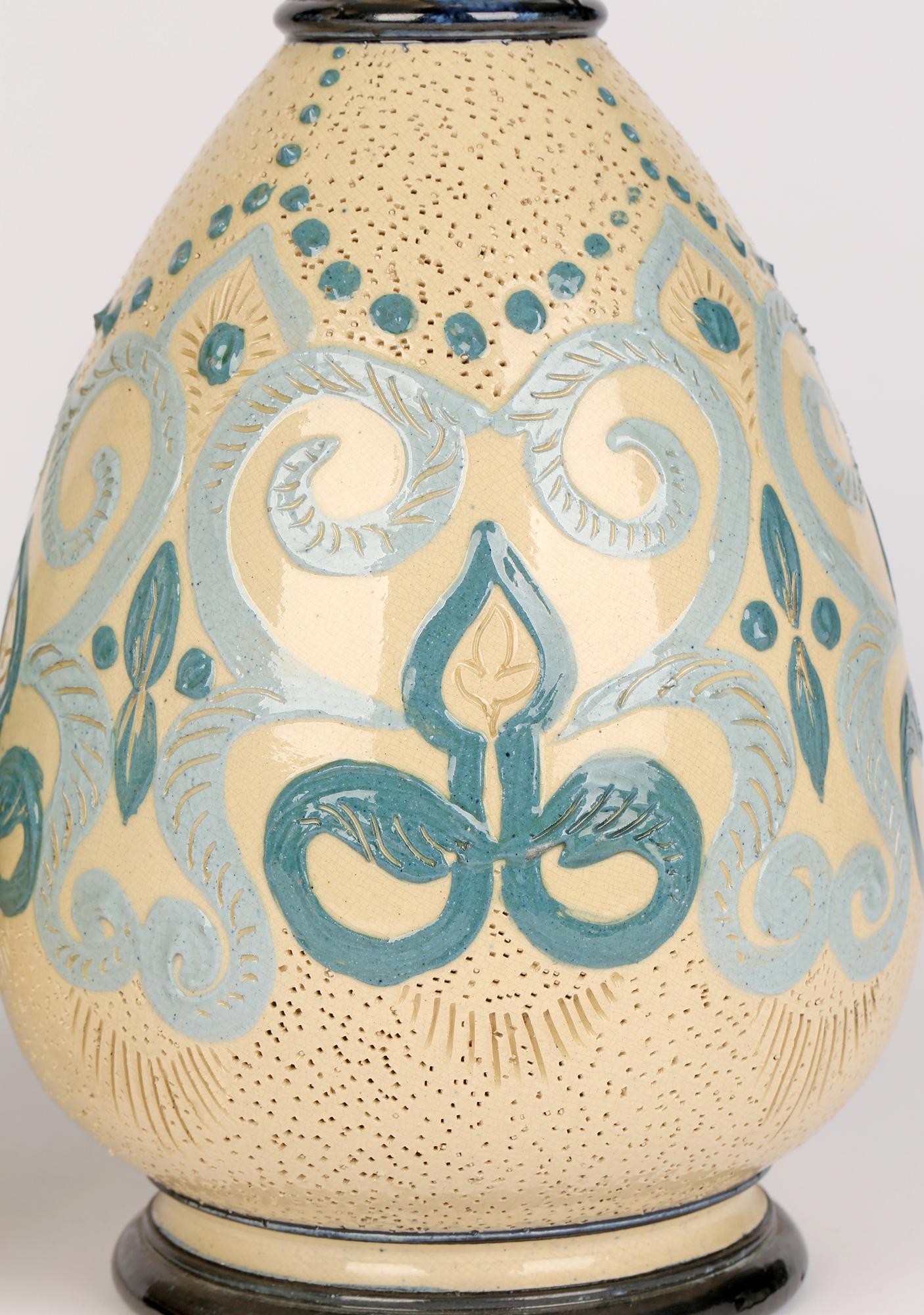 Doulton Lambeth Exceptionally Rare Pair Impasto Arrabian Pattern Vases, 1879 For Sale 9