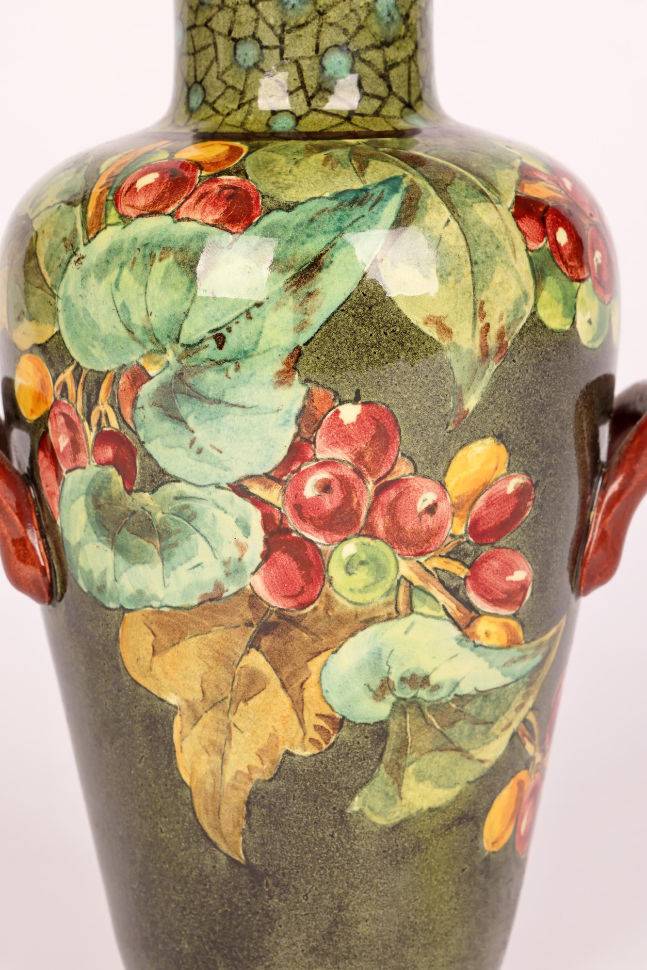 Doulton Lambeth Faience Floral Painted Vase by Mary M Arding  2