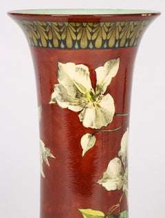 Doulton Lambeth Faience Mary A Harding Hand Painted Floral Art Pottery Vase