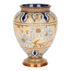 Antique Doulton Lambeth Floral Design Art Pottery Vase by Edith Lupton