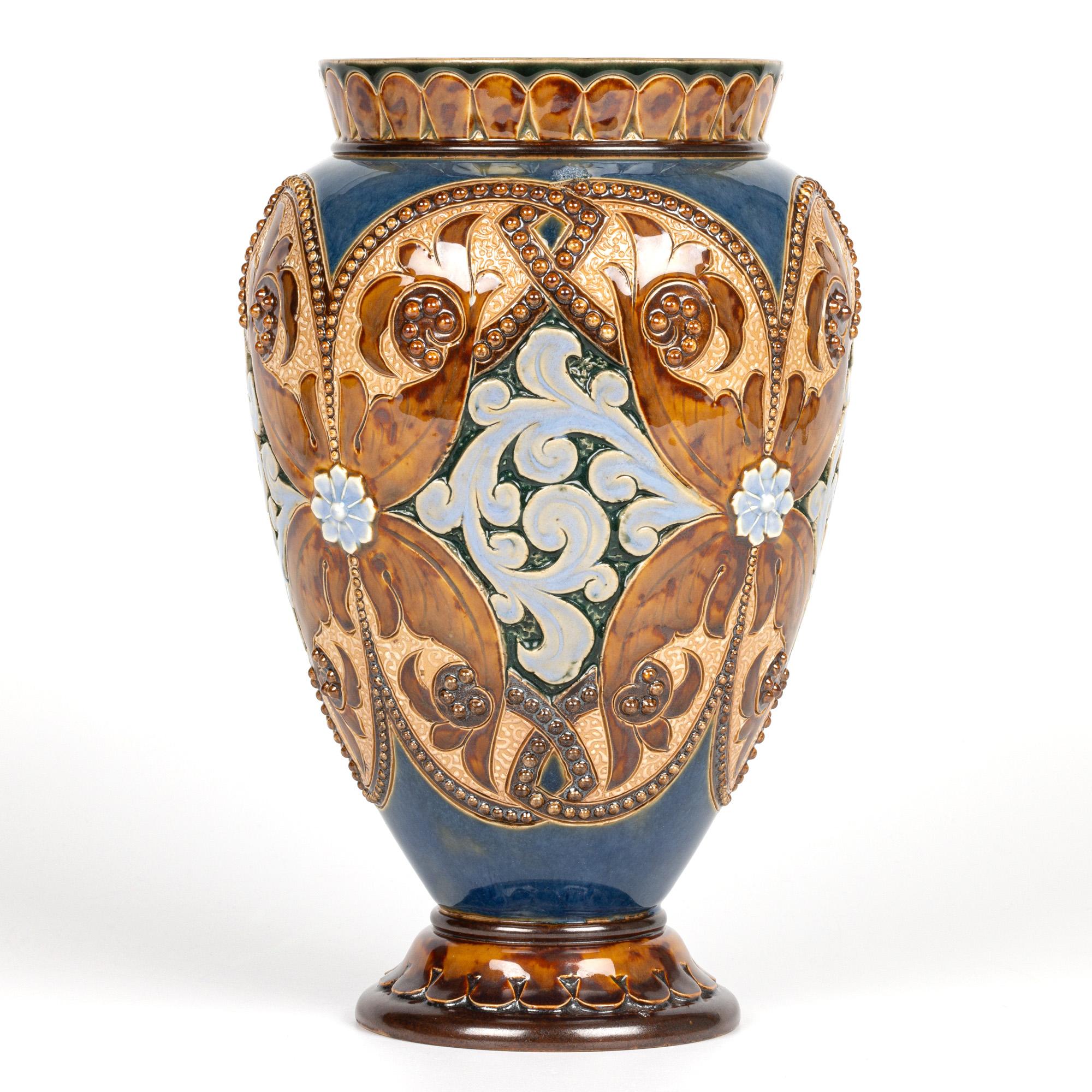 English Doulton Lambeth Floral Design Vase by Eliza Simmance and Emily Stormer