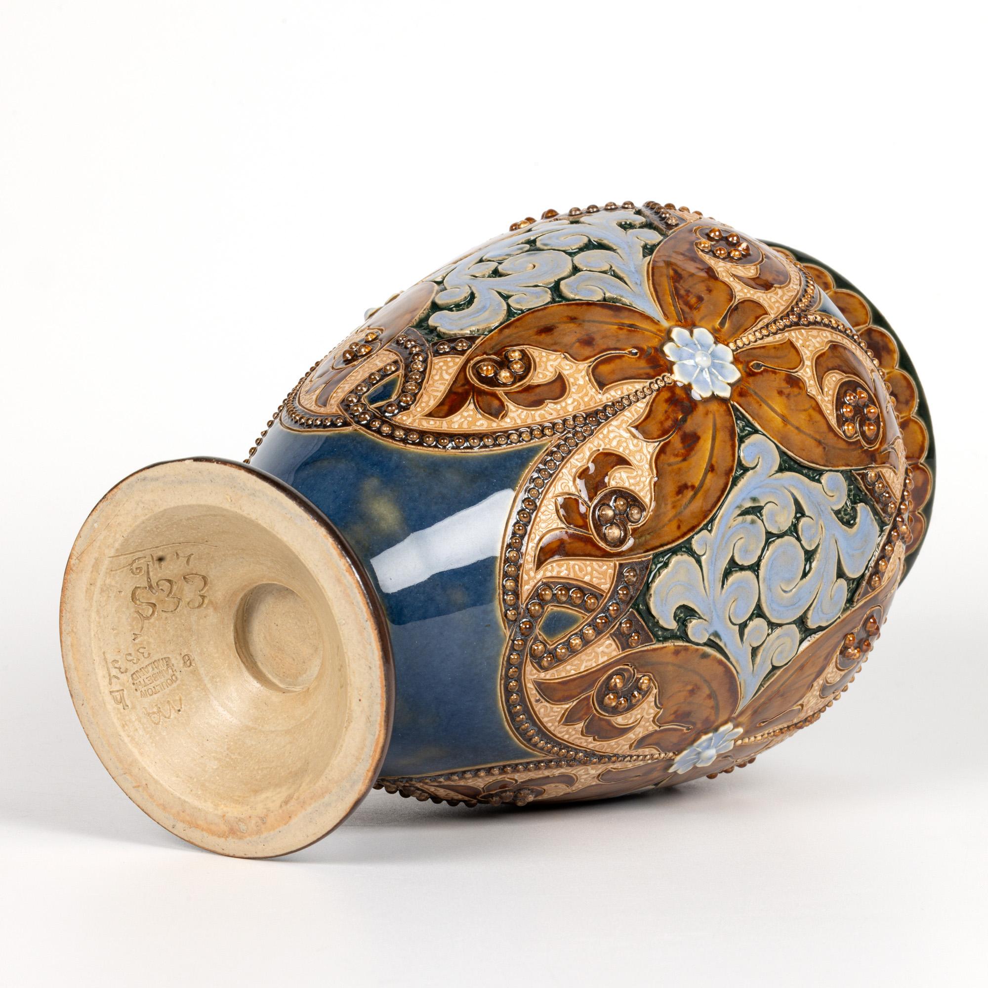 Glazed Doulton Lambeth Floral Design Vase by Eliza Simmance and Emily Stormer