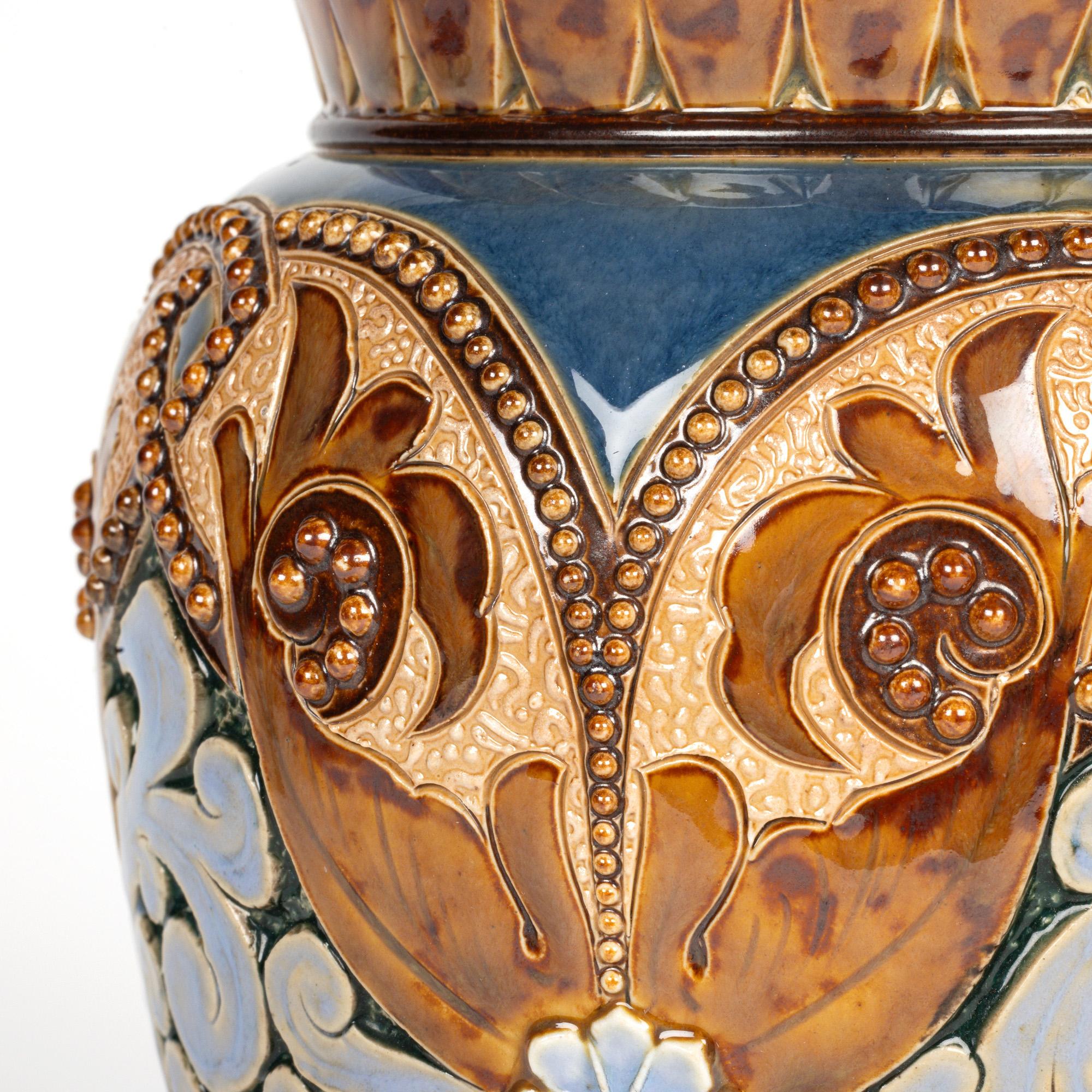 Doulton Lambeth Floral Design Vase by Eliza Simmance and Emily Stormer In Good Condition In Bishop's Stortford, Hertfordshire