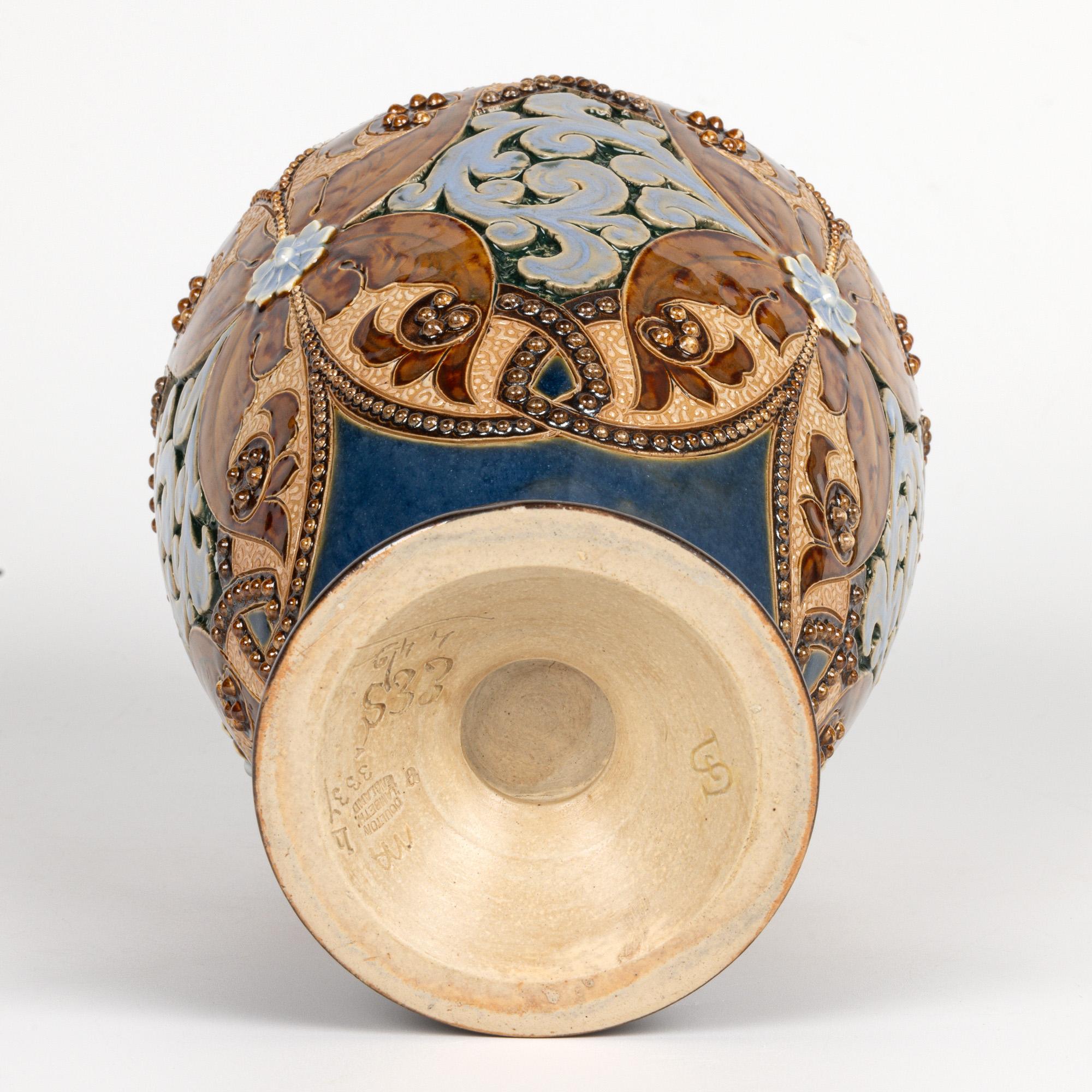 Late 19th Century Doulton Lambeth Floral Design Vase by Eliza Simmance and Emily Stormer