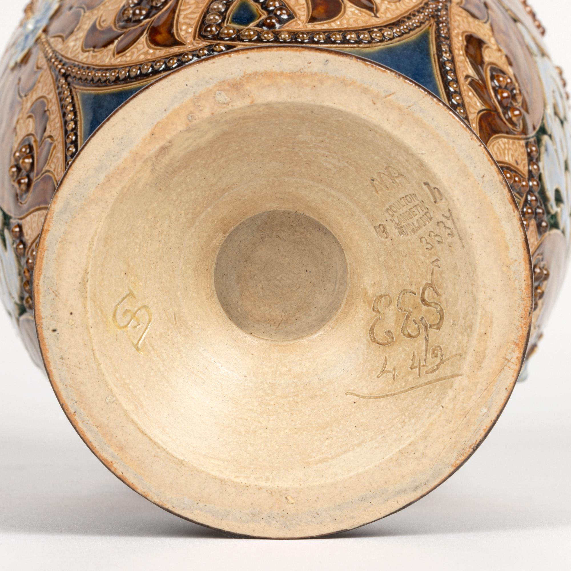 Stoneware Doulton Lambeth Floral Design Vase by Eliza Simmance and Emily Stormer