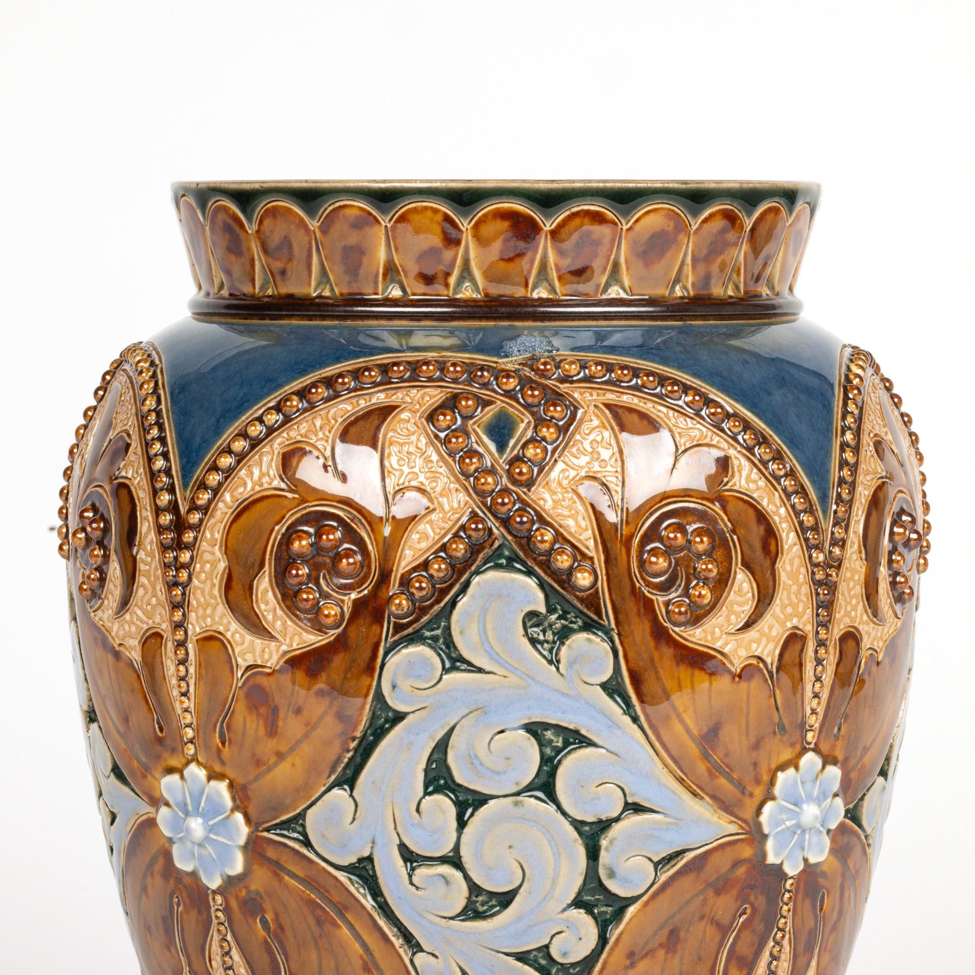 Doulton Lambeth Floral Design Vase by Eliza Simmance and Emily Stormer 1
