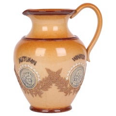 Doulton Lambeth, vier Jahreszeiten-Medaillonkrug von Clara Baker 1884