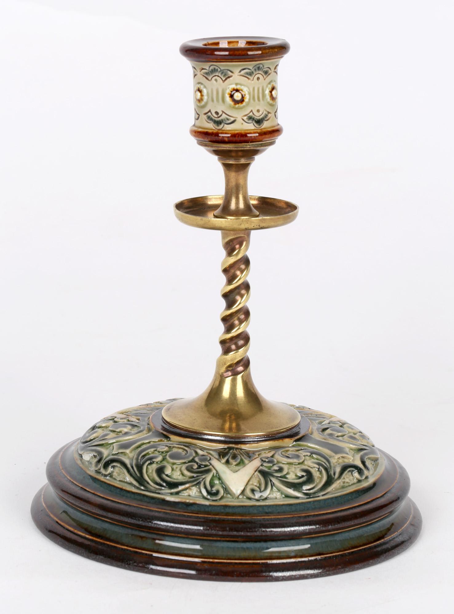 Doulton Lambeth Frank Butler Stylized Pattern Candlestick 5