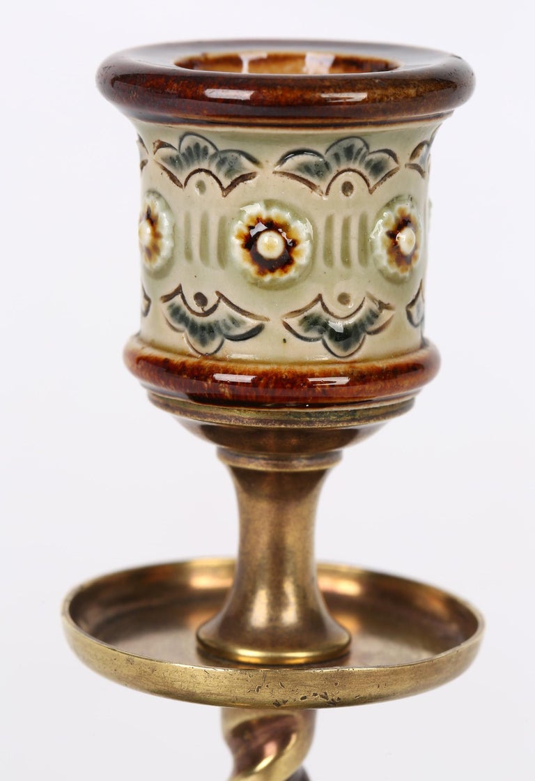 Doulton Lambeth Frank Butler Stylized Pattern Candlestick For Sale 1