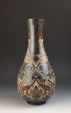 Doulton Lambeth LARGE AESTHETIC STONEWARE VASE VARIOUS ARTISTS C.1888