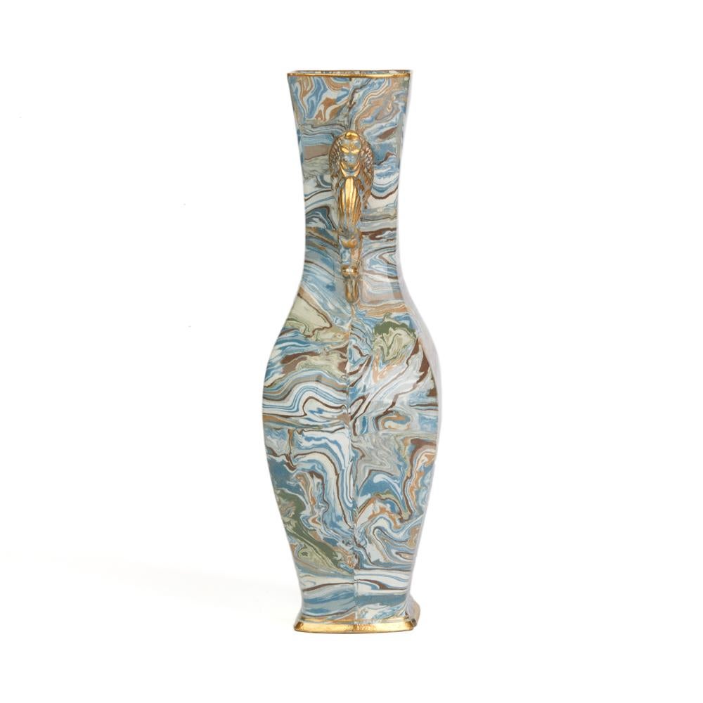 British Doulton Lambeth Maqueterie Dragon Handled Vase, 19th Century