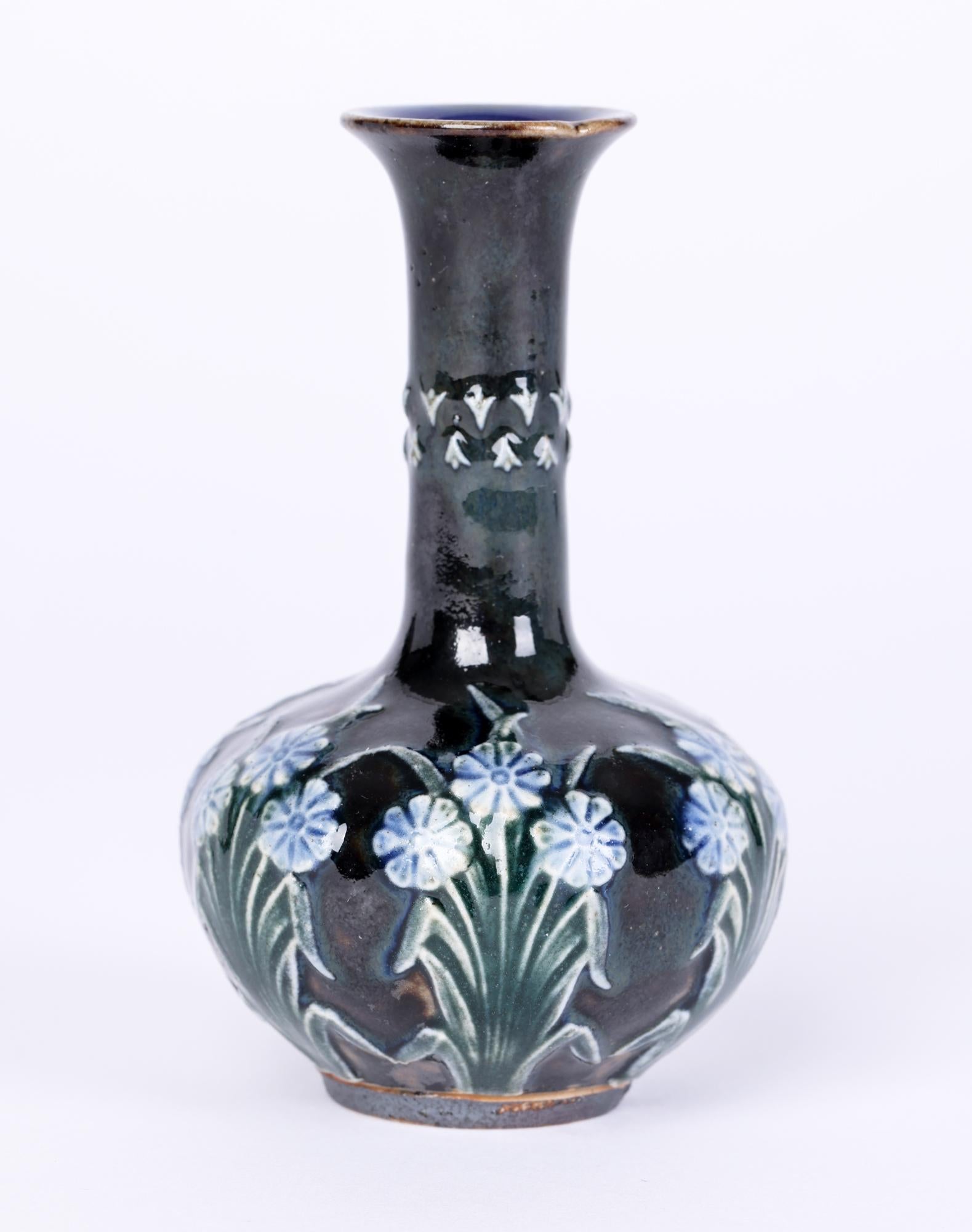 Doulton Lambeth Miniature Aesthetic Movement Floral Design Vase 1