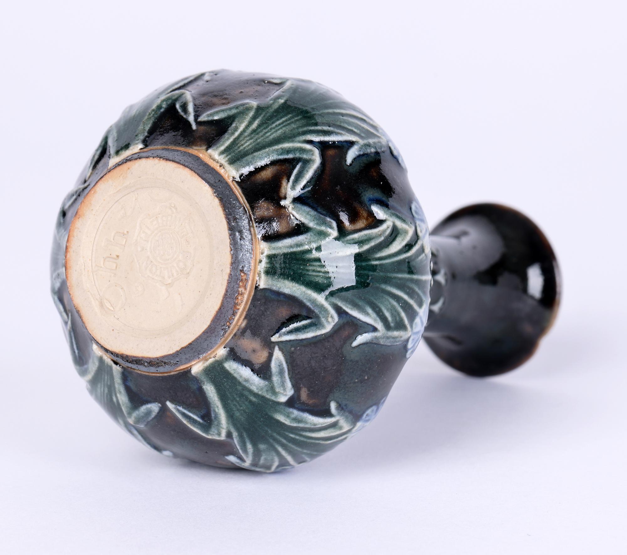 Doulton Lambeth Miniature Aesthetic Movement Floral Design Vase 2