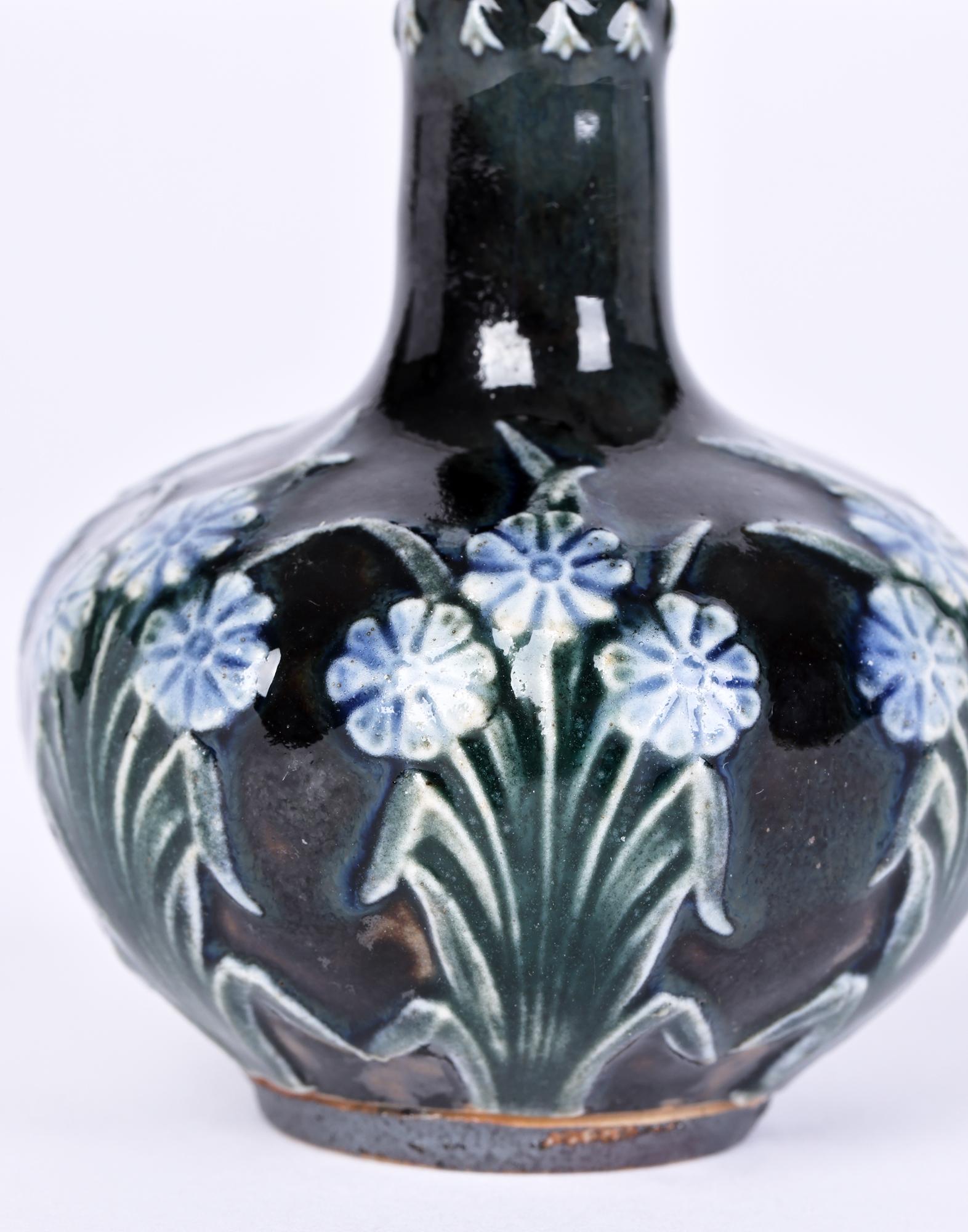 Doulton Lambeth Miniature Aesthetic Movement Floral Design Vase 3