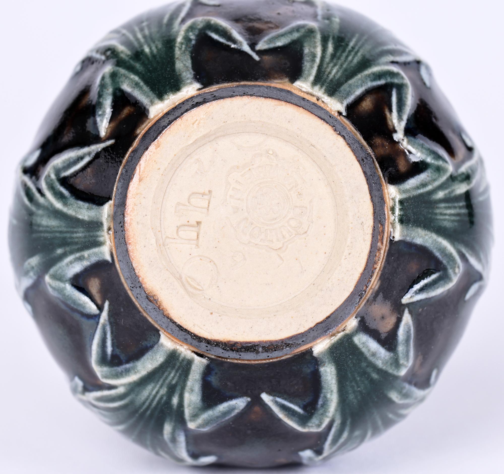Doulton Lambeth Miniature Aesthetic Movement Floral Design Vase 4