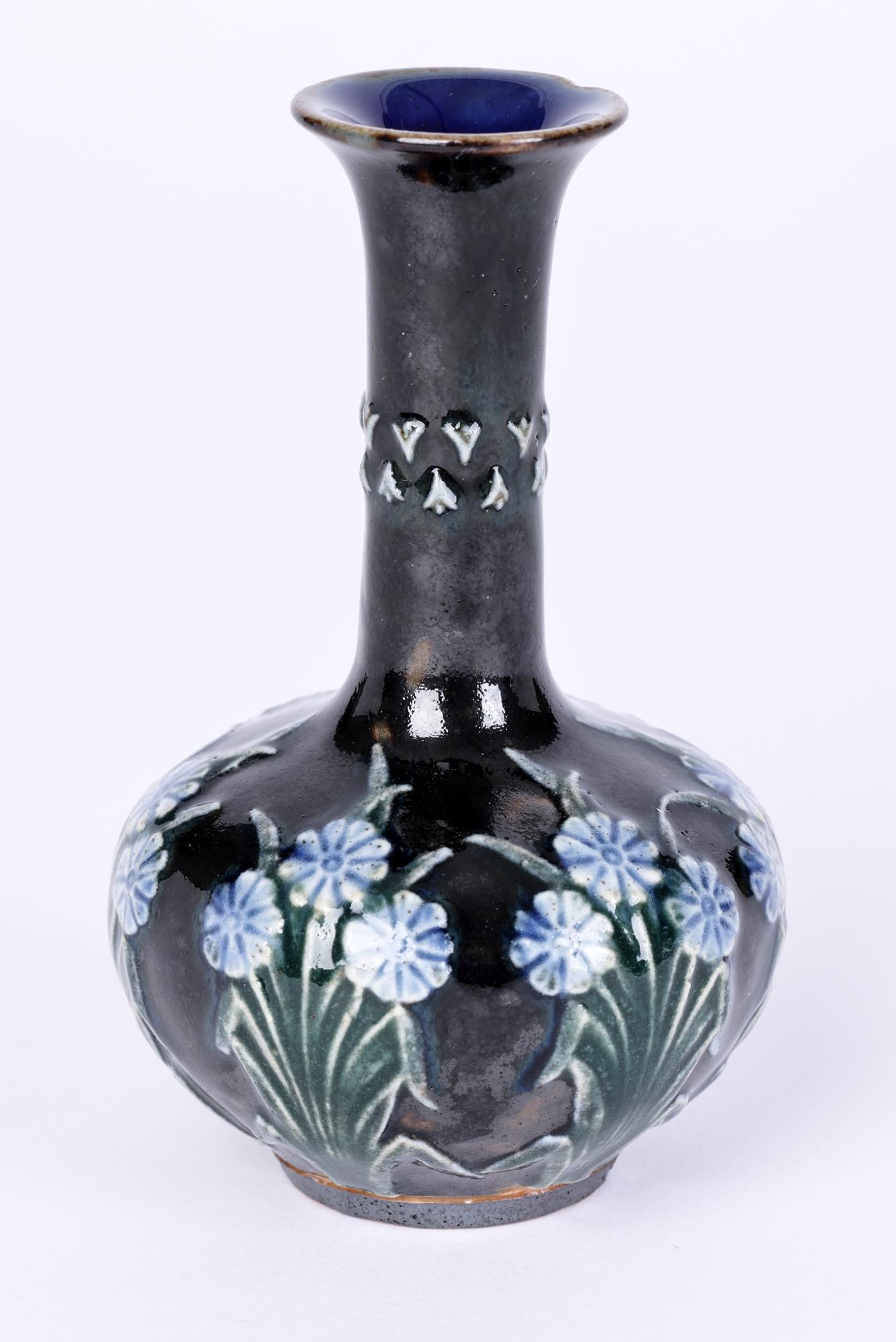 Doulton Lambeth Miniature Aesthetic Movement Floral Design Vase 5