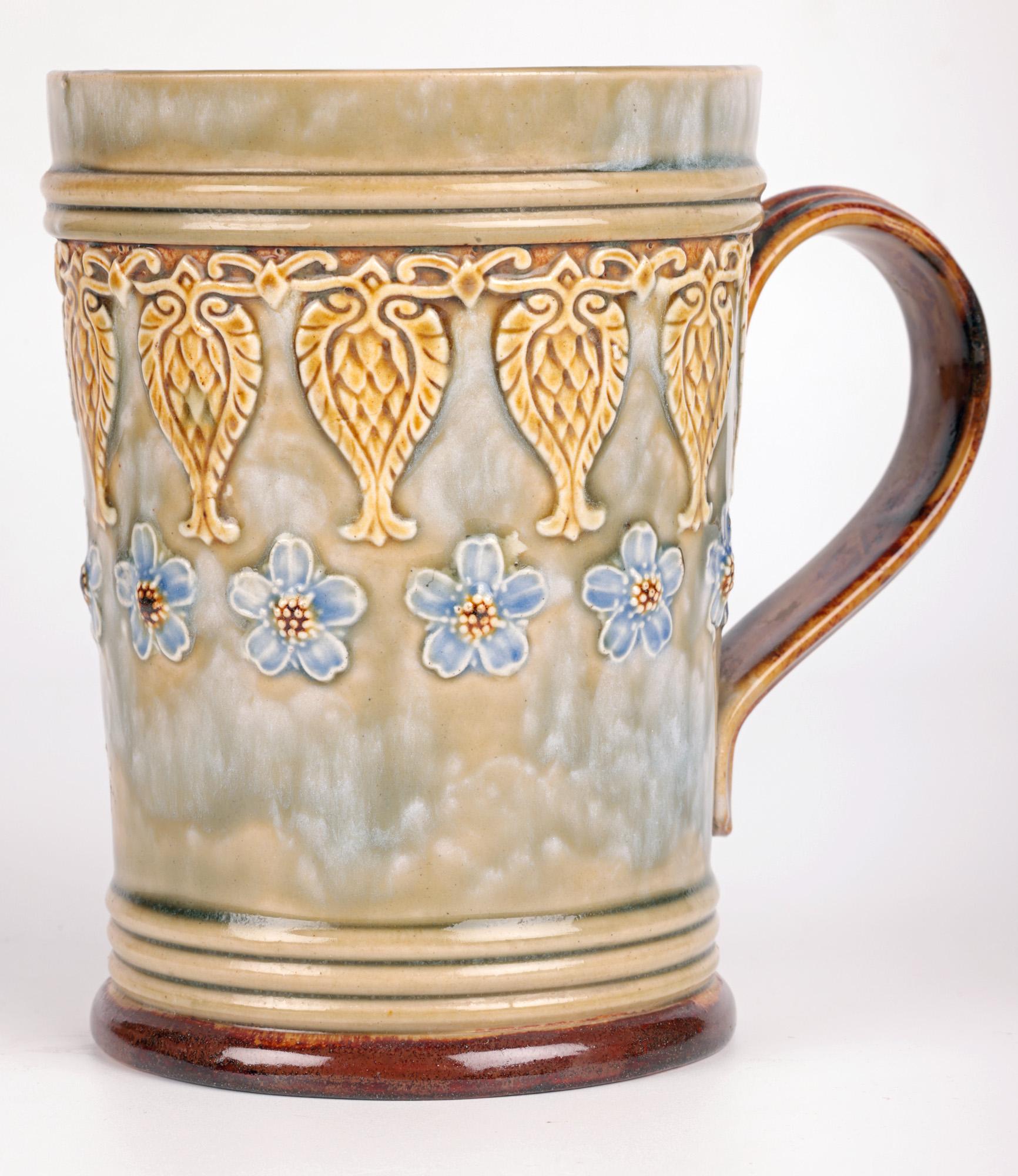 Doulton Lambeth Pair Art Nouveau Floral Design Mugs by Eleanor Tosen  4